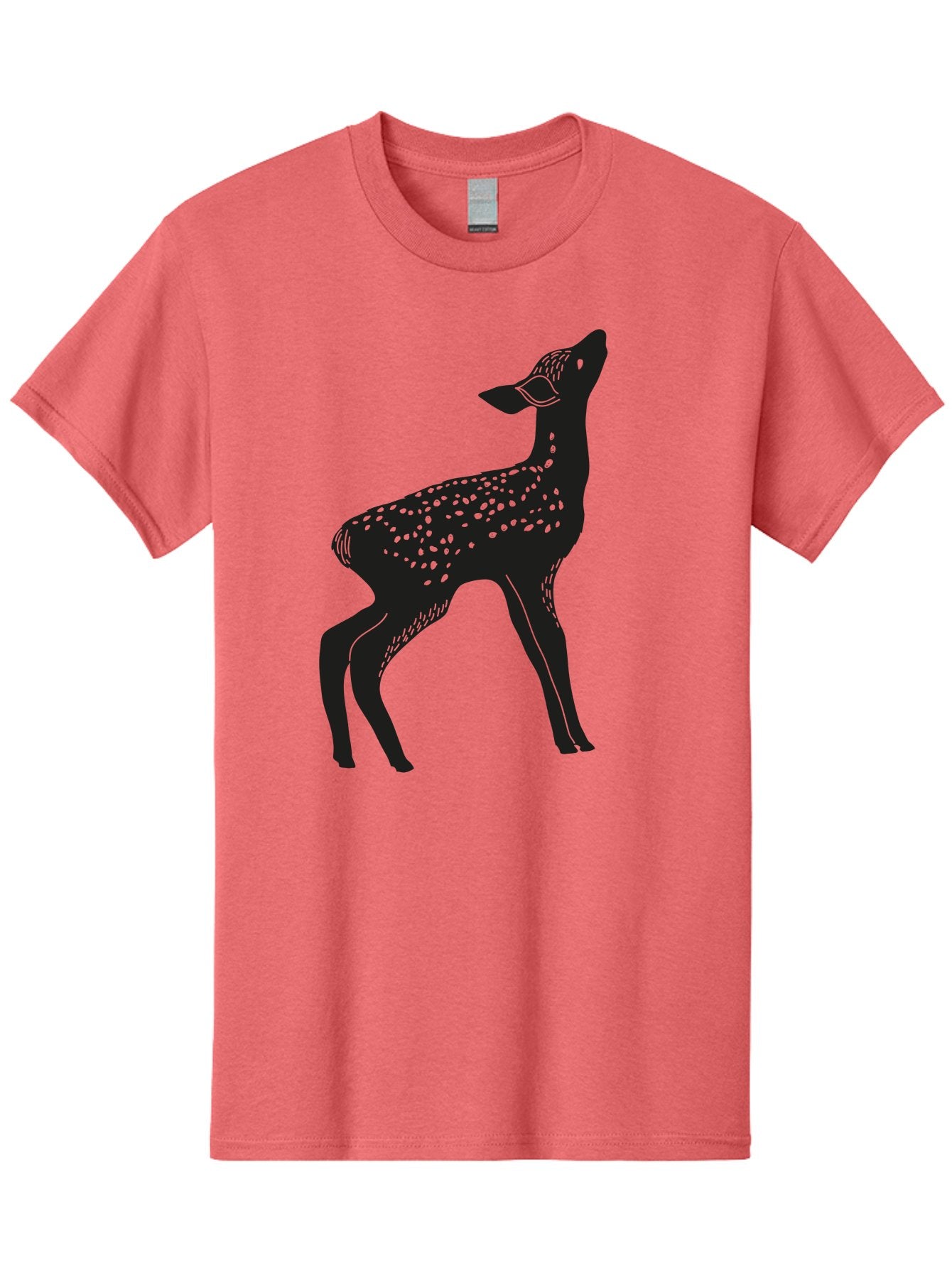 Deer-Silhouette Men'S Graphic Tee, 100% Cotton, Comfortable Casual Summer Wear, Machine Washable, Deer Silhouette, Spotted Deer, Wildlife Graphic, Minimalist Design, Simple Art, Wild Animal Illustration, Spotted Fur, Black Silhouette Aac209 4