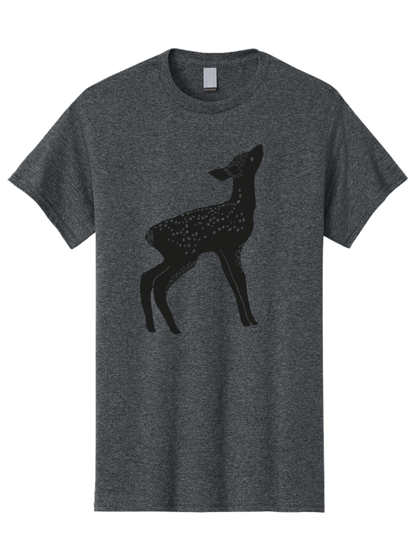 Deer-Silhouette Men'S Graphic Tee, 100% Cotton, Comfortable Casual Summer Wear, Machine Washable, Deer Silhouette, Spotted Deer, Wildlife Graphic, Minimalist Design, Simple Art, Wild Animal Illustration, Spotted Fur, Black Silhouette Aac209