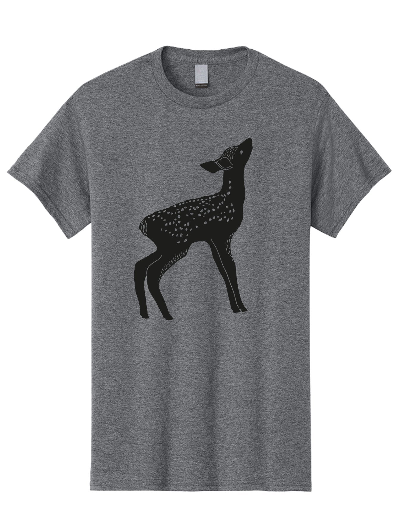 Deer-Silhouette Men'S Graphic Tee, 100% Cotton, Comfortable Casual Summer Wear, Machine Washable, Deer Silhouette, Spotted Deer, Wildlife Graphic, Minimalist Design, Simple Art, Wild Animal Illustration, Spotted Fur, Black Silhouette Aac209 14