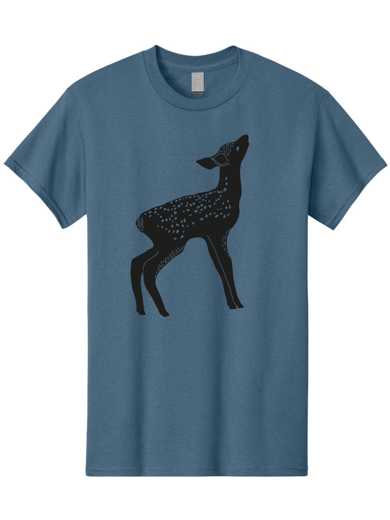 Deer-Silhouette Men'S Graphic Tee, 100% Cotton, Comfortable Casual Summer Wear, Machine Washable, Deer Silhouette, Spotted Deer, Wildlife Graphic, Minimalist Design, Simple Art, Wild Animal Illustration, Spotted Fur, Black Silhouette Aac209 13