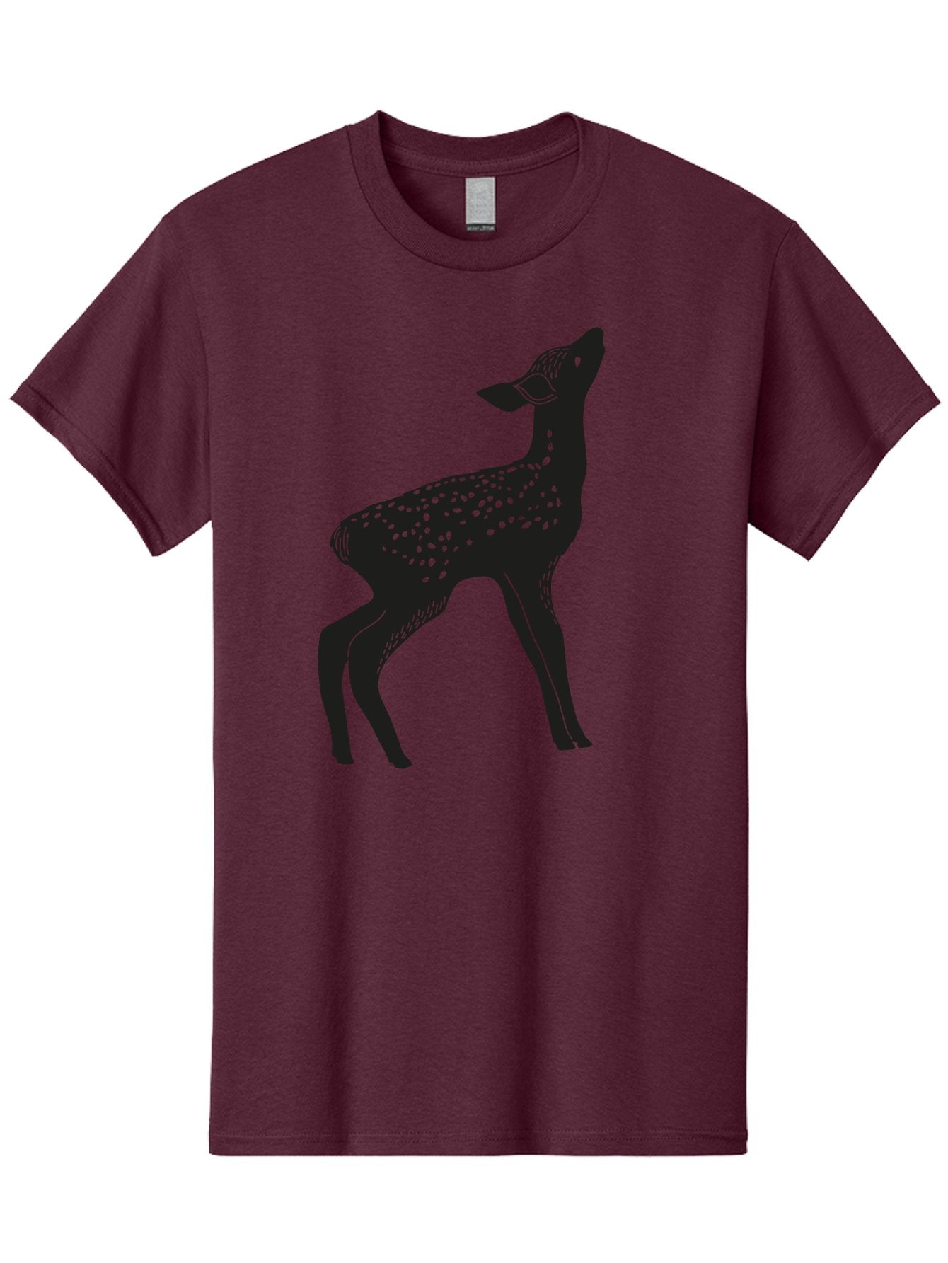Deer-Silhouette Men'S Graphic Tee, 100% Cotton, Comfortable Casual Summer Wear, Machine Washable, Deer Silhouette, Spotted Deer, Wildlife Graphic, Minimalist Design, Simple Art, Wild Animal Illustration, Spotted Fur, Black Silhouette Aac209 5