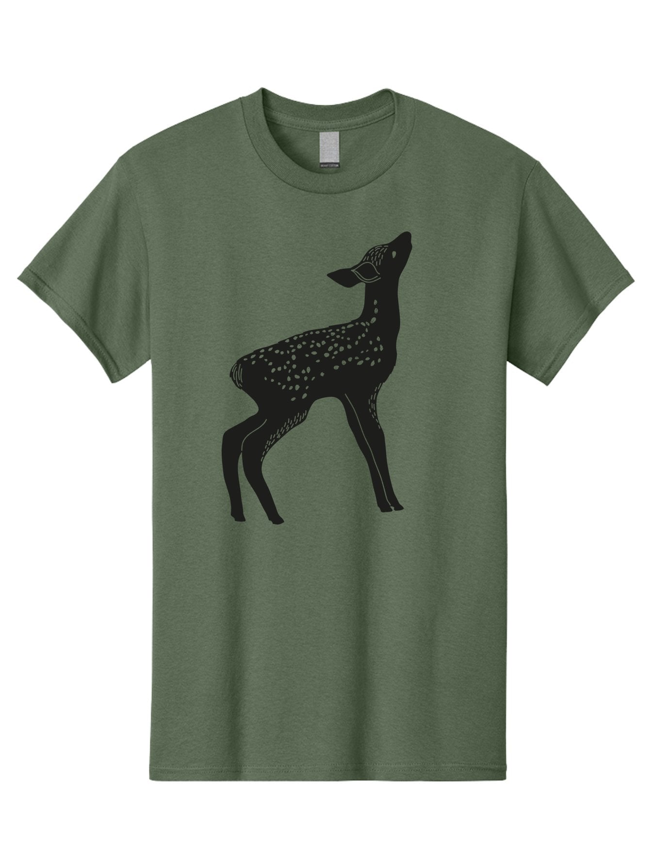 Deer-Silhouette Men'S Graphic Tee, 100% Cotton, Comfortable Casual Summer Wear, Machine Washable, Deer Silhouette, Spotted Deer, Wildlife Graphic, Minimalist Design, Simple Art, Wild Animal Illustration, Spotted Fur, Black Silhouette Aac209 7