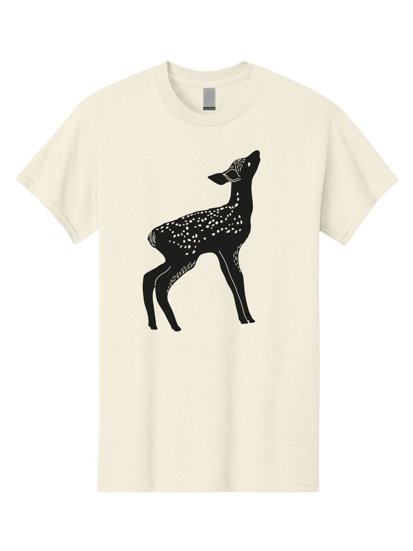 Deer-Silhouette Men'S Graphic Tee, 100% Cotton, Comfortable Casual Summer Wear, Machine Washable, Deer Silhouette, Spotted Deer, Wildlife Graphic, Minimalist Design, Simple Art, Wild Animal Illustration, Spotted Fur, Black Silhouette Aac209 6