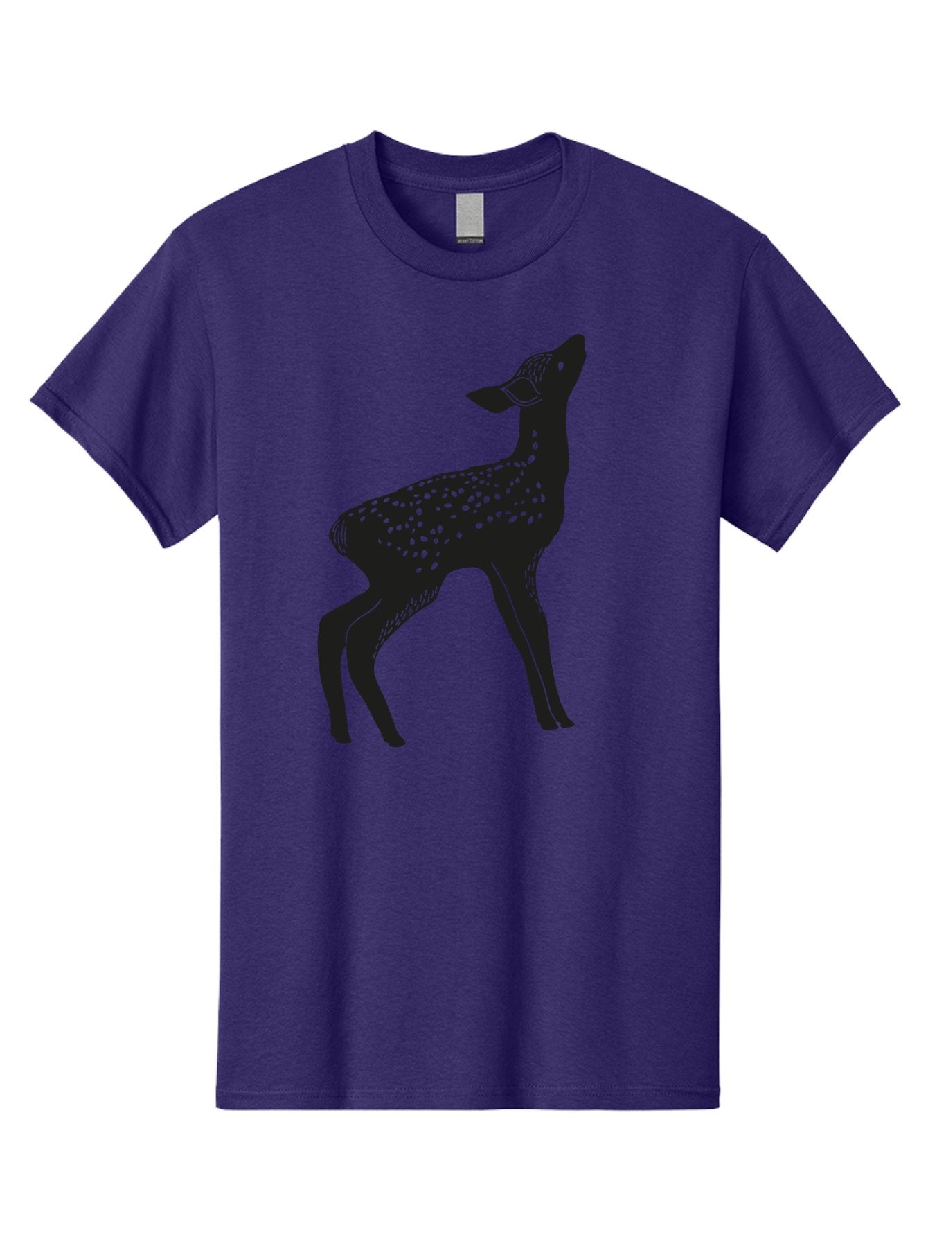 Deer-Silhouette Men'S Graphic Tee, 100% Cotton, Comfortable Casual Summer Wear, Machine Washable, Deer Silhouette, Spotted Deer, Wildlife Graphic, Minimalist Design, Simple Art, Wild Animal Illustration, Spotted Fur, Black Silhouette Aac209