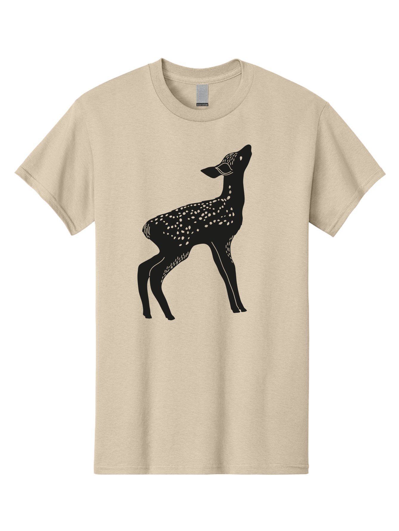 Deer-Silhouette Men'S Graphic Tee, 100% Cotton, Comfortable Casual Summer Wear, Machine Washable, Deer Silhouette, Spotted Deer, Wildlife Graphic, Minimalist Design, Simple Art, Wild Animal Illustration, Spotted Fur, Black Silhouette Aac209 15