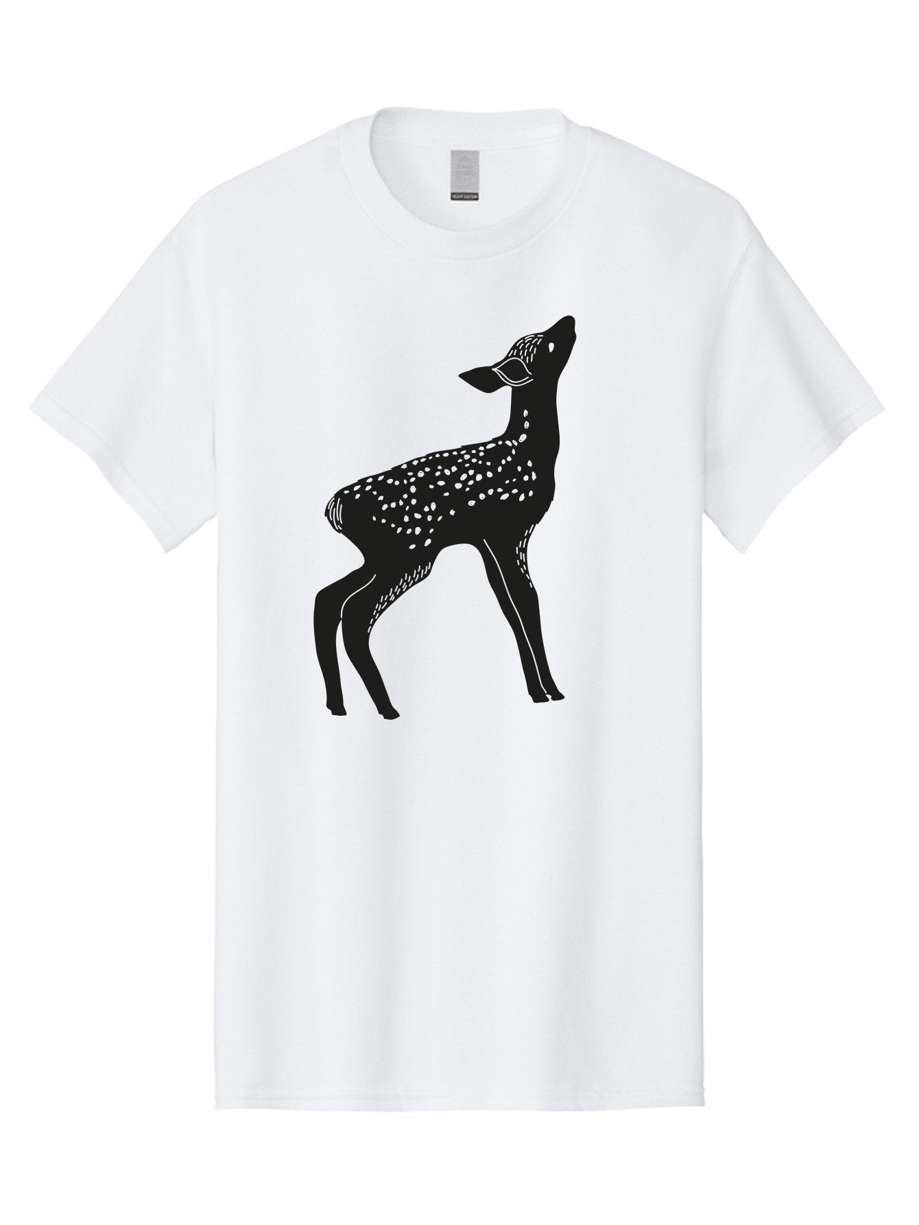 Deer-Silhouette Men'S Graphic Tee, 100% Cotton, Comfortable Casual Summer Wear, Machine Washable, Deer Silhouette, Spotted Deer, Wildlife Graphic, Minimalist Design, Simple Art, Wild Animal Illustration, Spotted Fur, Black Silhouette Aac209 11
