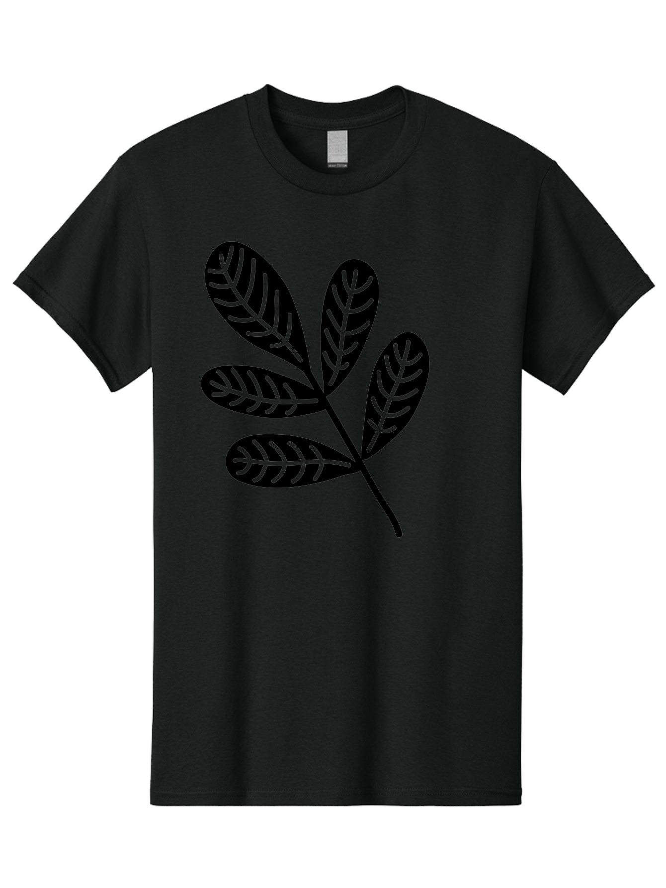 Five-Leaves Men'S Graphic Tee, 100% Cotton, Comfortable Casual Summer Wear, Machine Washable, Black Leaves, Leafy Branch, Foliage Illustration, Nature Graphics, Simple Leaf Design, Minimalist Botanical Art, Leaf Silhouette Aac210 27