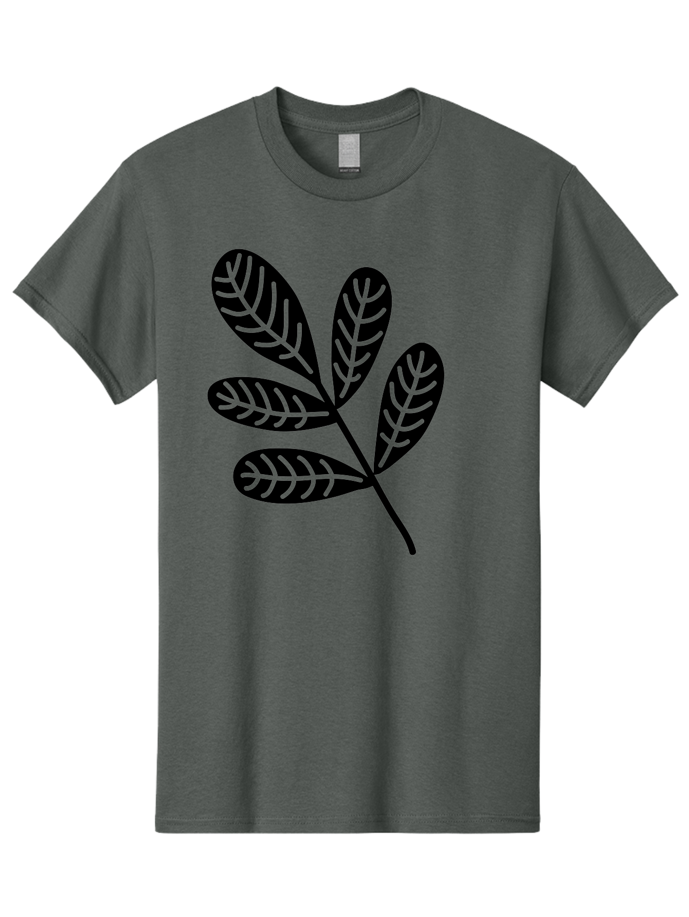 Five-Leaves Men'S Graphic Tee, 100% Cotton, Comfortable Casual Summer Wear, Machine Washable, Black Leaves, Leafy Branch, Foliage Illustration, Nature Graphics, Simple Leaf Design, Minimalist Botanical Art, Leaf Silhouette Aac210 3