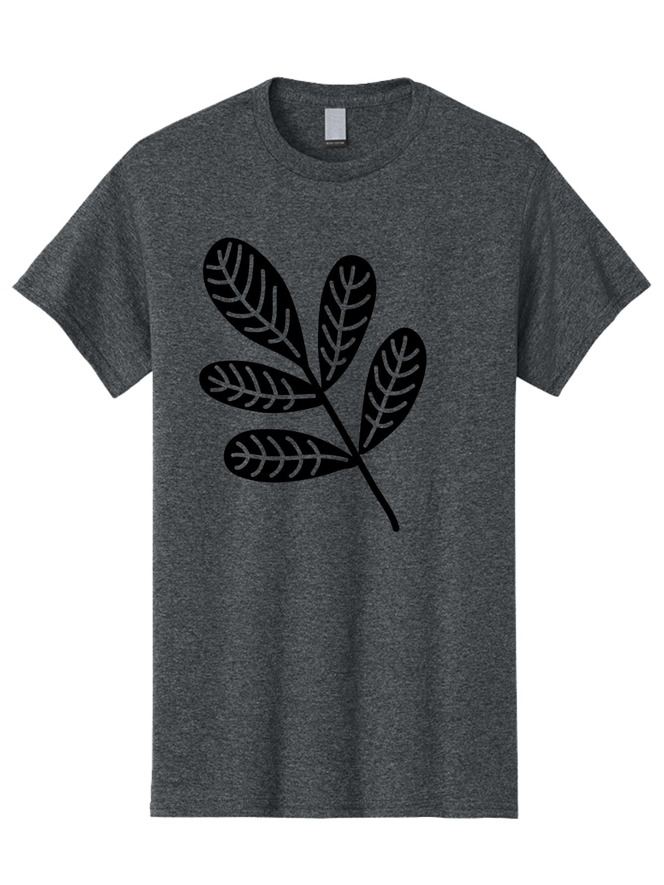 Five-Leaves Men'S Graphic Tee, 100% Cotton, Comfortable Casual Summer Wear, Machine Washable, Black Leaves, Leafy Branch, Foliage Illustration, Nature Graphics, Simple Leaf Design, Minimalist Botanical Art, Leaf Silhouette Aac210 11