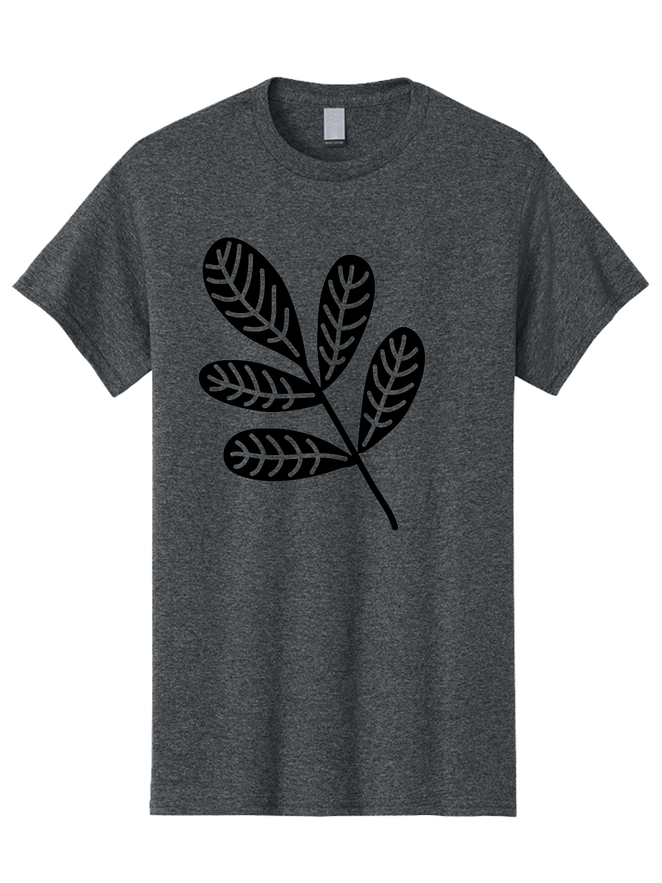 Five-Leaves Men'S Graphic Tee, 100% Cotton, Comfortable Casual Summer Wear, Machine Washable, Black Leaves, Leafy Branch, Foliage Illustration, Nature Graphics, Simple Leaf Design, Minimalist Botanical Art, Leaf Silhouette Aac210 7