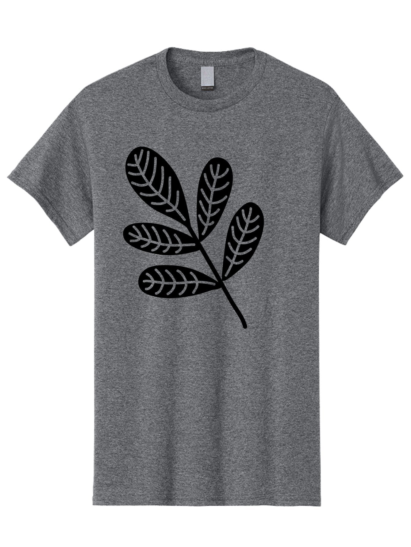 Five-Leaves Men'S Graphic Tee, 100% Cotton, Comfortable Casual Summer Wear, Machine Washable, Black Leaves, Leafy Branch, Foliage Illustration, Nature Graphics, Simple Leaf Design, Minimalist Botanical Art, Leaf Silhouette Aac210 5
