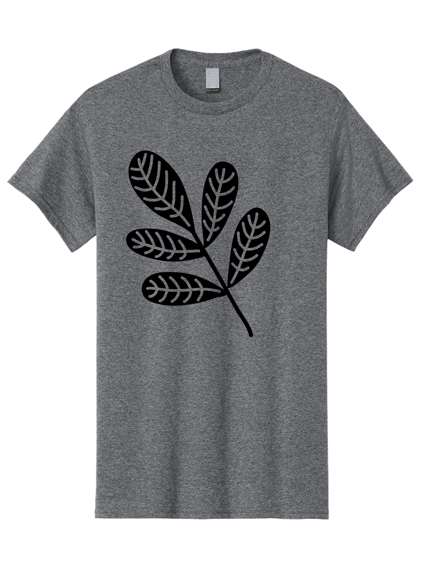 Five-Leaves Men'S Graphic Tee, 100% Cotton, Comfortable Casual Summer Wear, Machine Washable, Black Leaves, Leafy Branch, Foliage Illustration, Nature Graphics, Simple Leaf Design, Minimalist Botanical Art, Leaf Silhouette Aac210 15