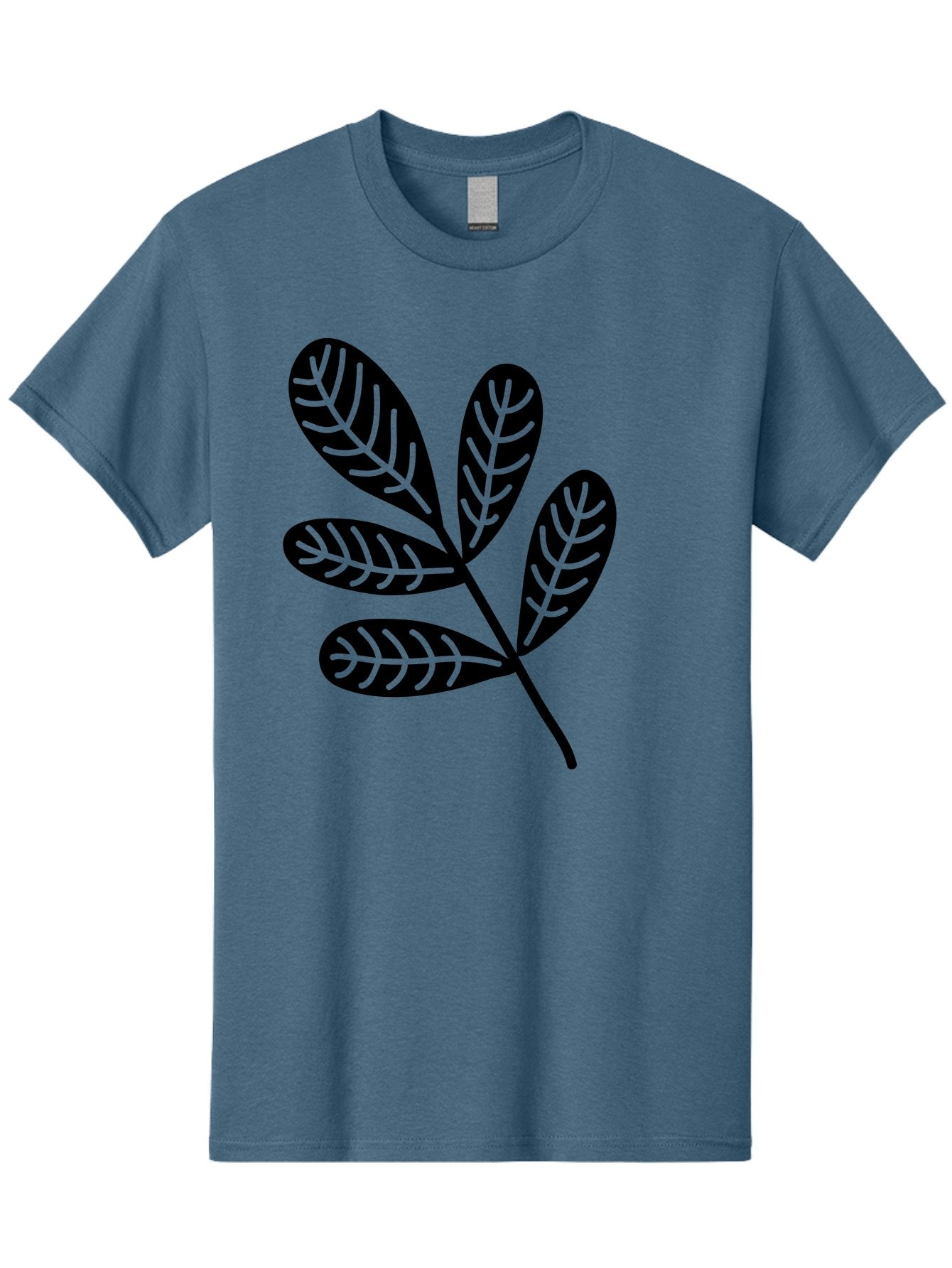 Five-Leaves Men'S Graphic Tee, 100% Cotton, Comfortable Casual Summer Wear, Machine Washable, Black Leaves, Leafy Branch, Foliage Illustration, Nature Graphics, Simple Leaf Design, Minimalist Botanical Art, Leaf Silhouette Aac210 3