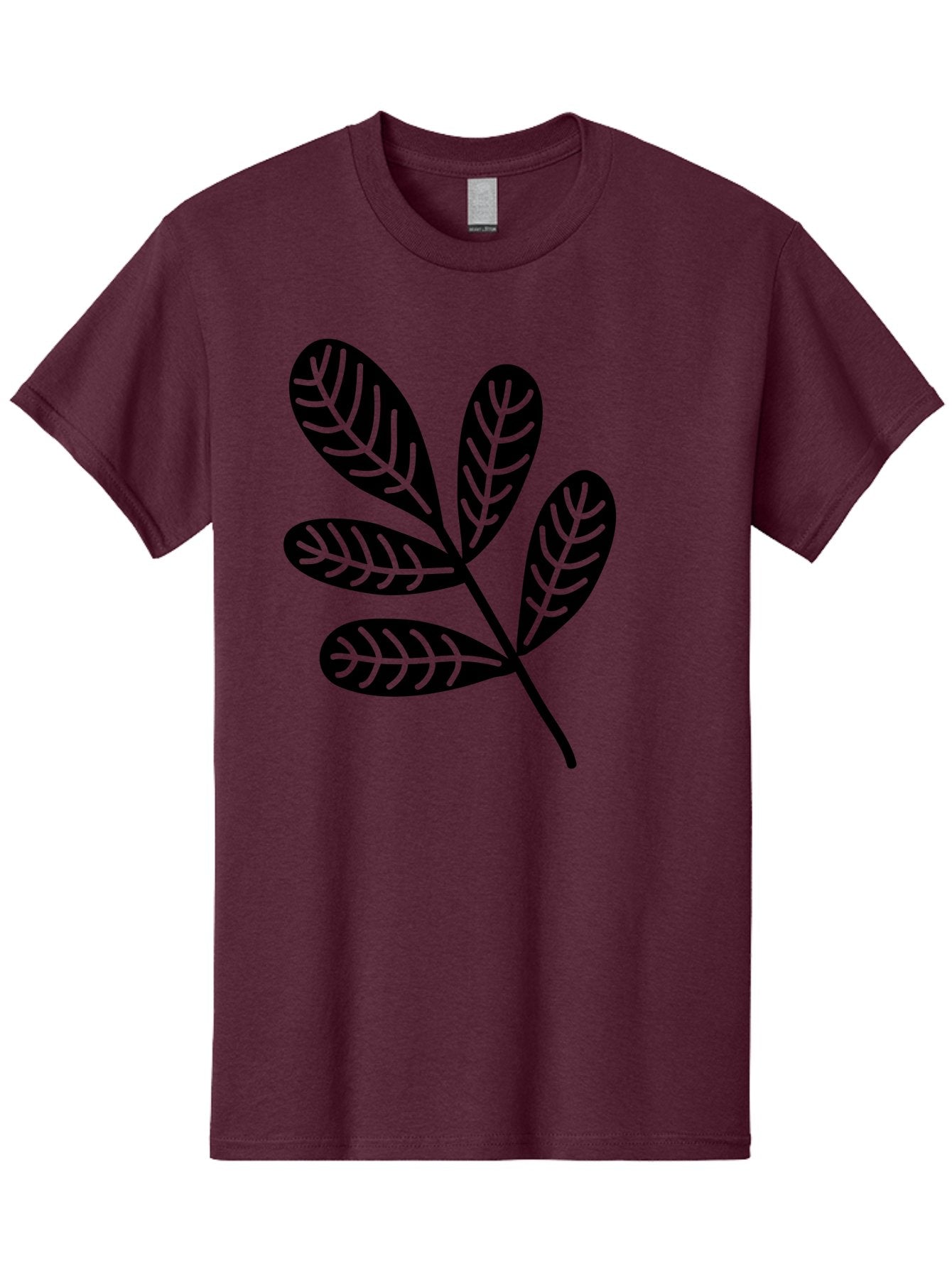 Five-Leaves Men'S Graphic Tee, 100% Cotton, Comfortable Casual Summer Wear, Machine Washable, Black Leaves, Leafy Branch, Foliage Illustration, Nature Graphics, Simple Leaf Design, Minimalist Botanical Art, Leaf Silhouette Aac210 13