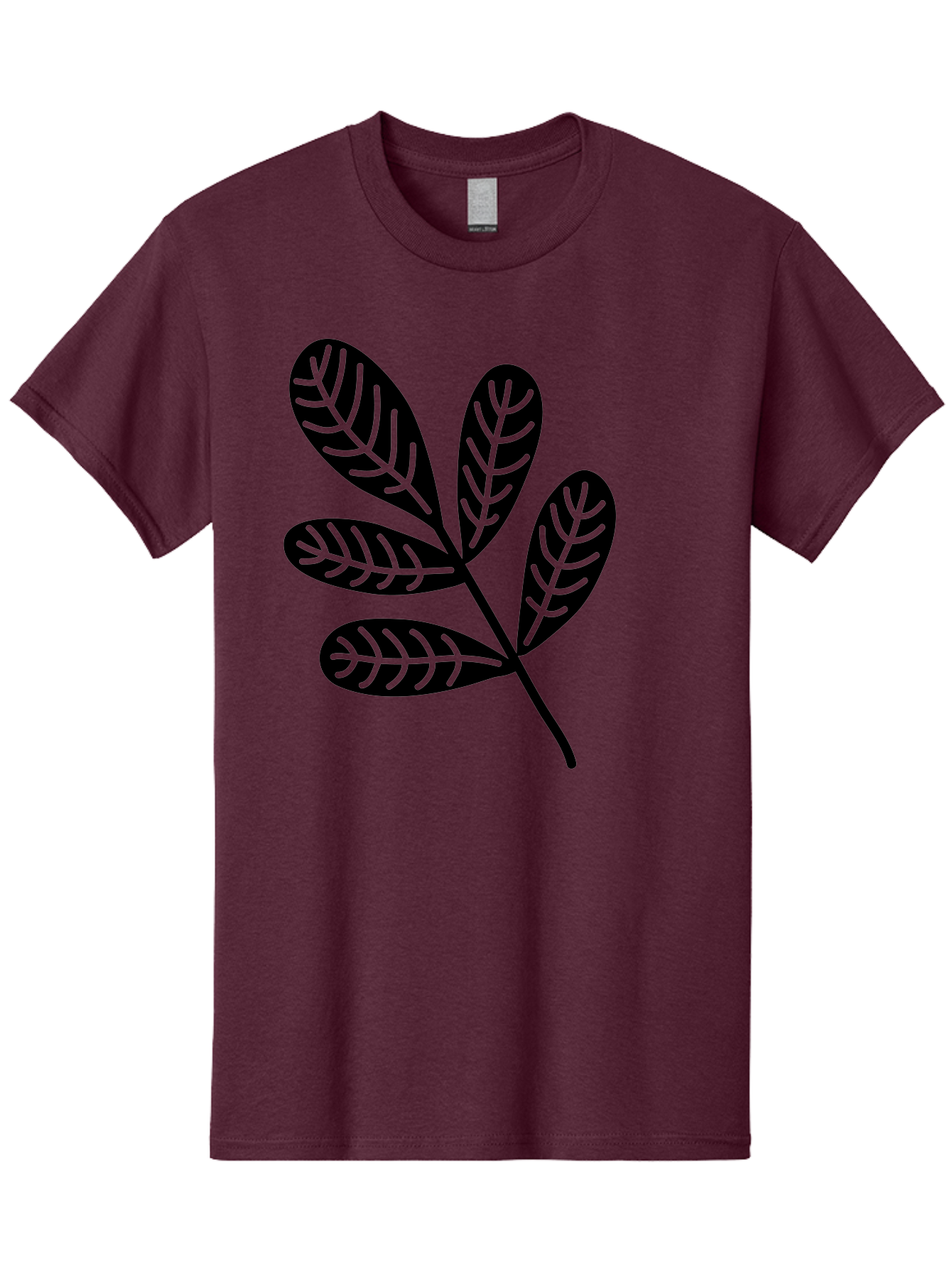Five-Leaves Men'S Graphic Tee, 100% Cotton, Comfortable Casual Summer Wear, Machine Washable, Black Leaves, Leafy Branch, Foliage Illustration, Nature Graphics, Simple Leaf Design, Minimalist Botanical Art, Leaf Silhouette Aac210 29
