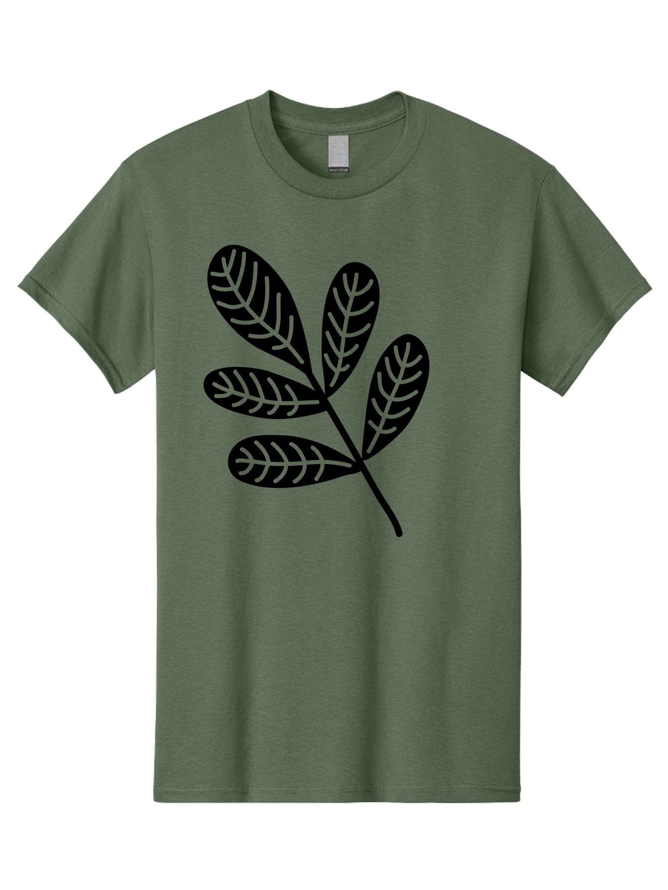 Five-Leaves Men'S Graphic Tee, 100% Cotton, Comfortable Casual Summer Wear, Machine Washable, Black Leaves, Leafy Branch, Foliage Illustration, Nature Graphics, Simple Leaf Design, Minimalist Botanical Art, Leaf Silhouette Aac210