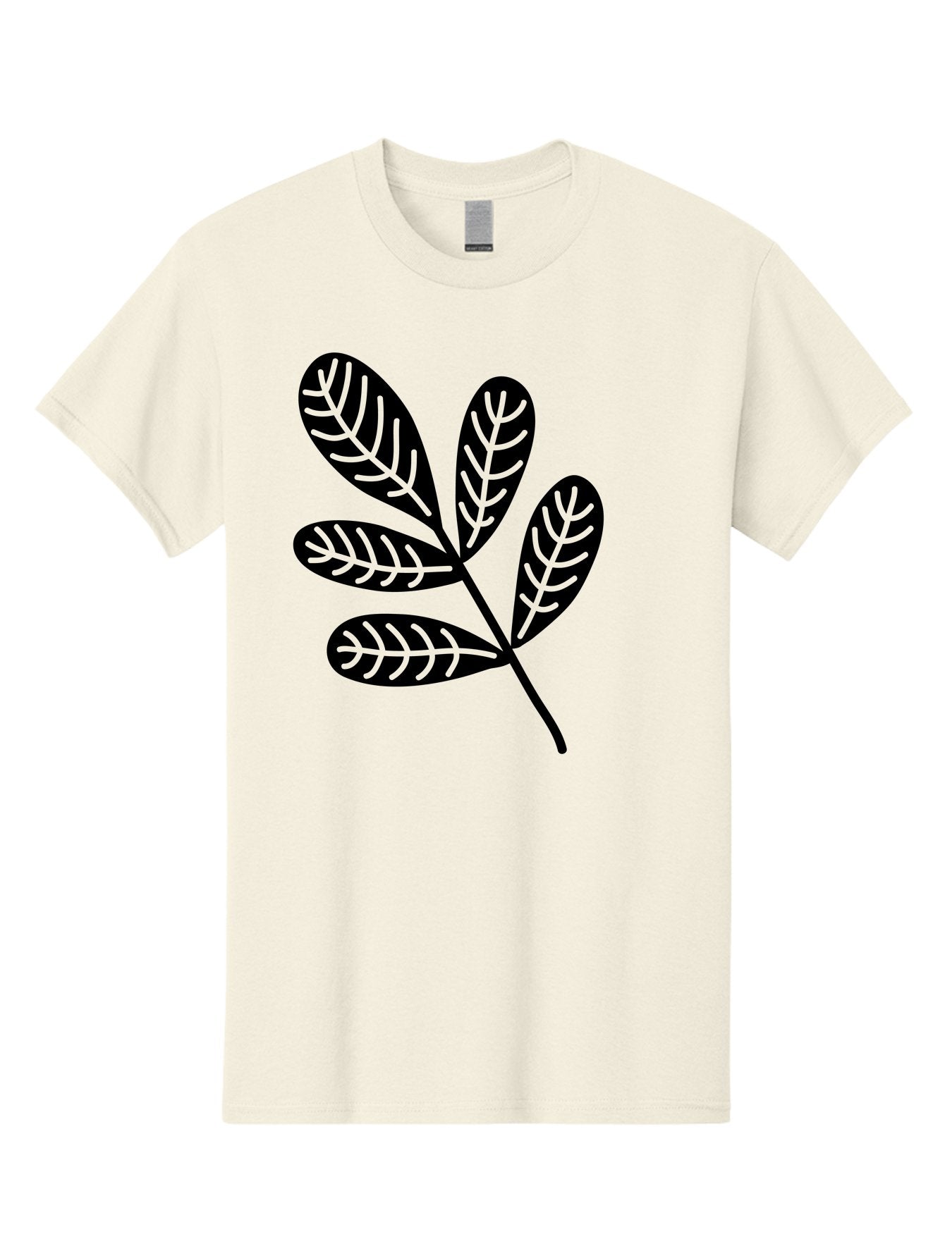 Five-Leaves Men'S Graphic Tee, 100% Cotton, Comfortable Casual Summer Wear, Machine Washable, Black Leaves, Leafy Branch, Foliage Illustration, Nature Graphics, Simple Leaf Design, Minimalist Botanical Art, Leaf Silhouette Aac210