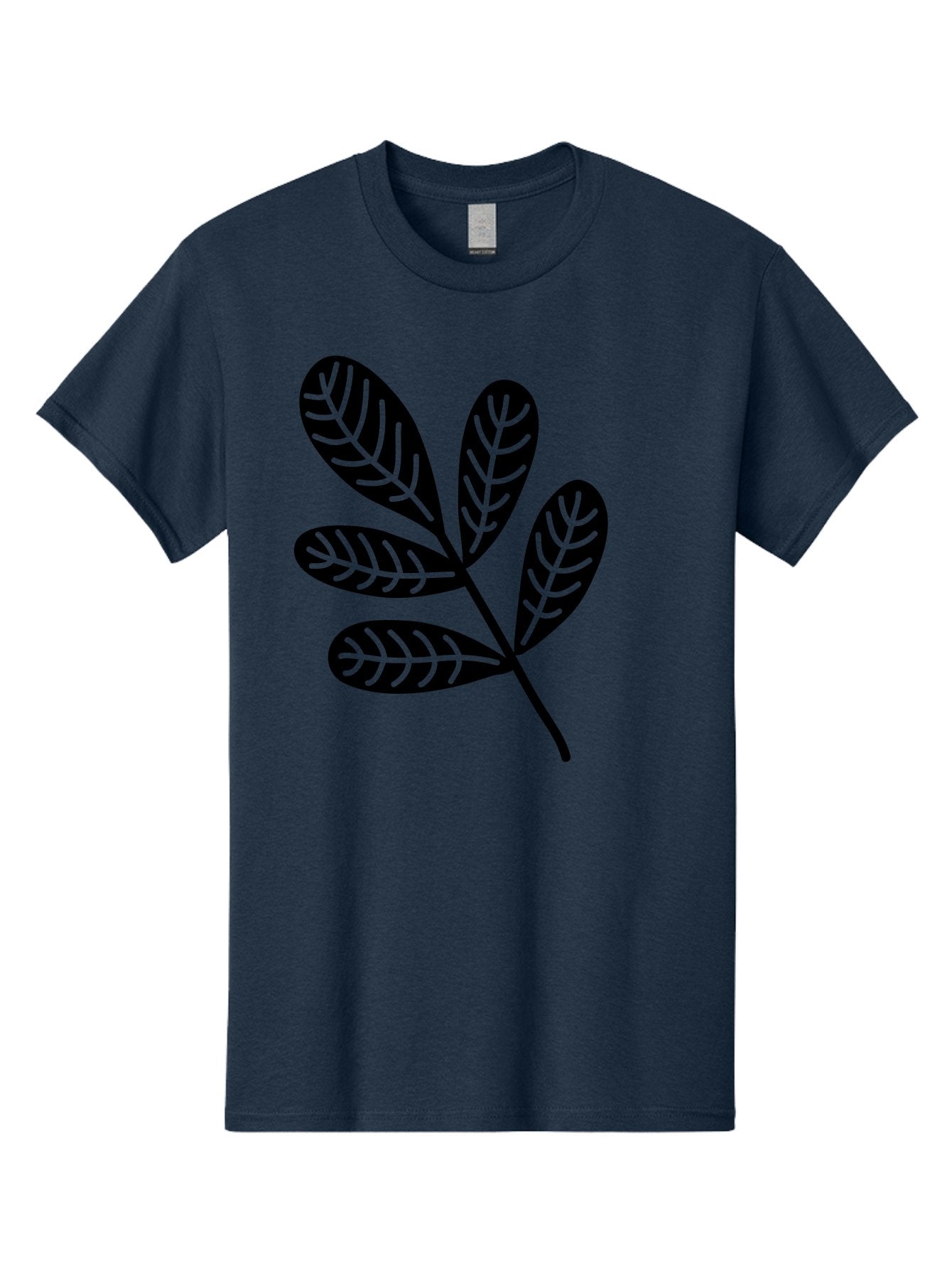 Five-Leaves Men'S Graphic Tee, 100% Cotton, Comfortable Casual Summer Wear, Machine Washable, Black Leaves, Leafy Branch, Foliage Illustration, Nature Graphics, Simple Leaf Design, Minimalist Botanical Art, Leaf Silhouette Aac210 4