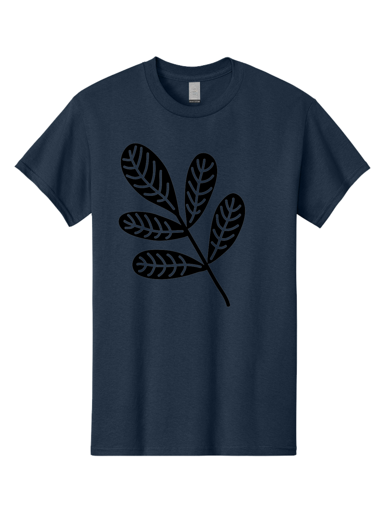 Five-Leaves Men'S Graphic Tee, 100% Cotton, Comfortable Casual Summer Wear, Machine Washable, Black Leaves, Leafy Branch, Foliage Illustration, Nature Graphics, Simple Leaf Design, Minimalist Botanical Art, Leaf Silhouette Aac210 23