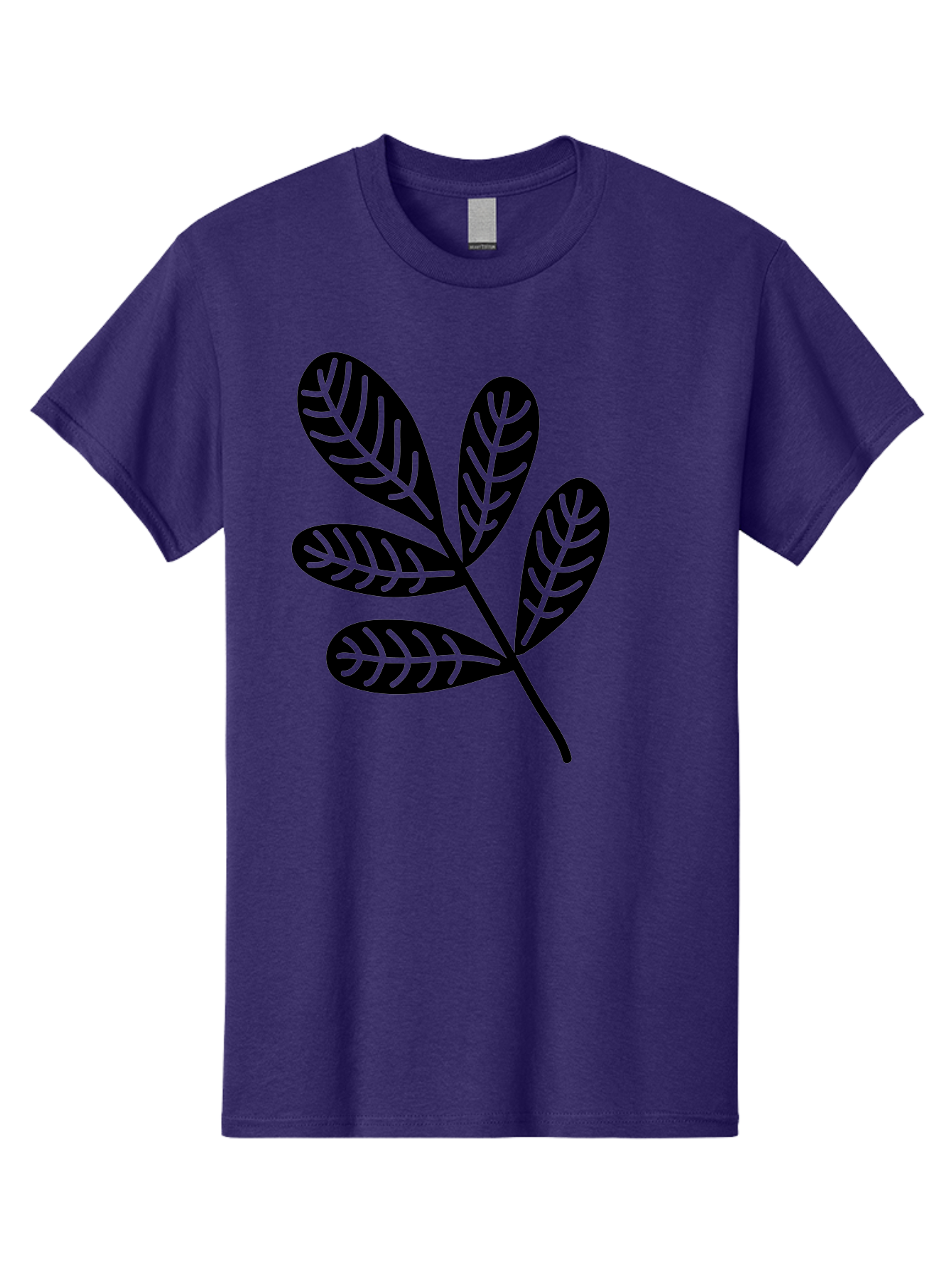 Five-Leaves Men'S Graphic Tee, 100% Cotton, Comfortable Casual Summer Wear, Machine Washable, Black Leaves, Leafy Branch, Foliage Illustration, Nature Graphics, Simple Leaf Design, Minimalist Botanical Art, Leaf Silhouette Aac210 11