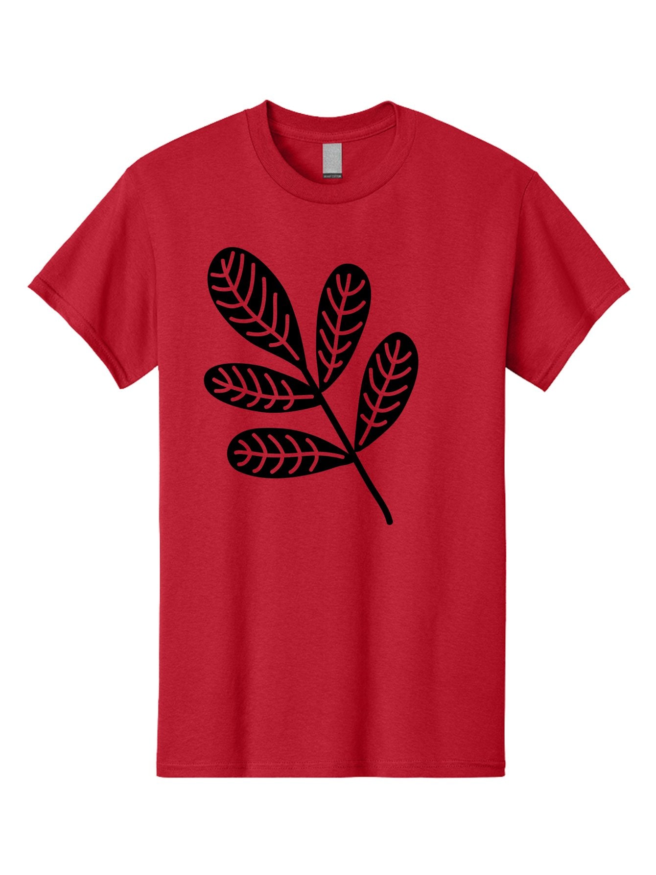 Five-Leaves Men'S Graphic Tee, 100% Cotton, Comfortable Casual Summer Wear, Machine Washable, Black Leaves, Leafy Branch, Foliage Illustration, Nature Graphics, Simple Leaf Design, Minimalist Botanical Art, Leaf Silhouette Aac210 12