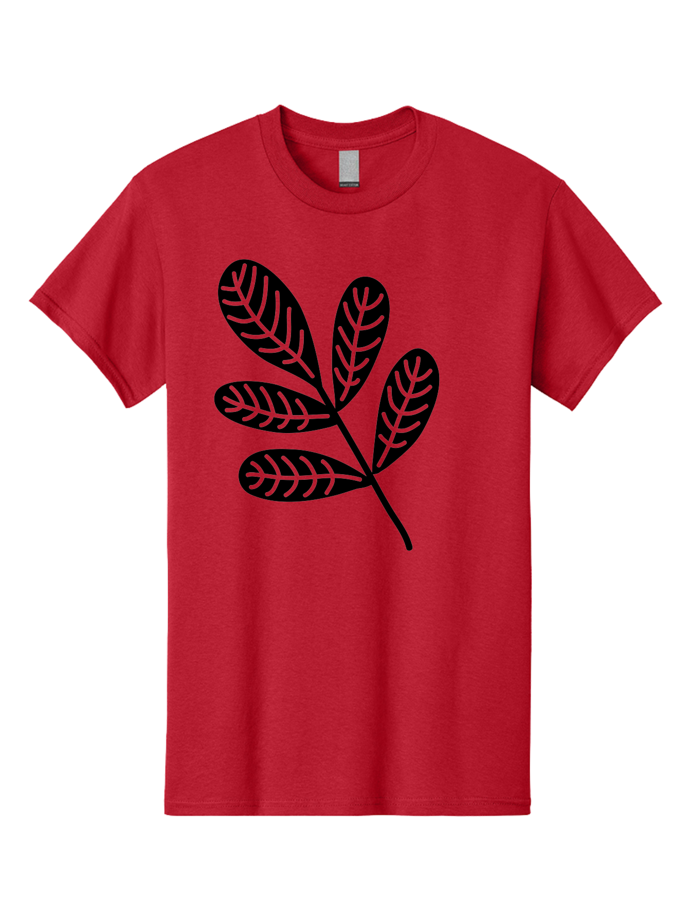 Five-Leaves Men'S Graphic Tee, 100% Cotton, Comfortable Casual Summer Wear, Machine Washable, Black Leaves, Leafy Branch, Foliage Illustration, Nature Graphics, Simple Leaf Design, Minimalist Botanical Art, Leaf Silhouette Aac210 5