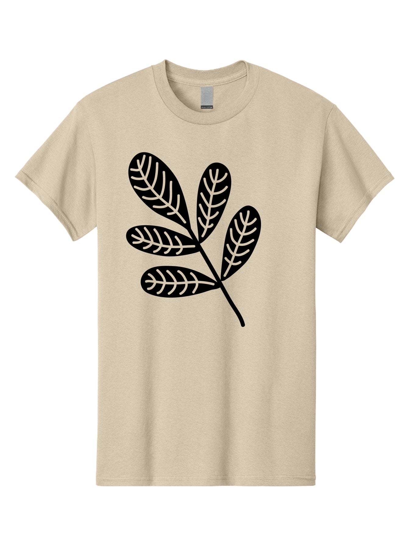 Five-Leaves Men'S Graphic Tee, 100% Cotton, Comfortable Casual Summer Wear, Machine Washable, Black Leaves, Leafy Branch, Foliage Illustration, Nature Graphics, Simple Leaf Design, Minimalist Botanical Art, Leaf Silhouette Aac210 15