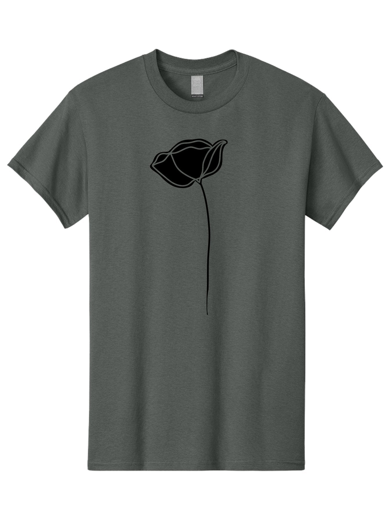 Flower-1 Men'S Graphic Tee, 100% Cotton, Comfortable Casual Summer Wear, Machine Washable, Simple Tulip, Minimalist Design, Line Art, Floral Illustration, Black Outline, Elegant Flower, Stylized Bloom, Modern Art Aac211 15