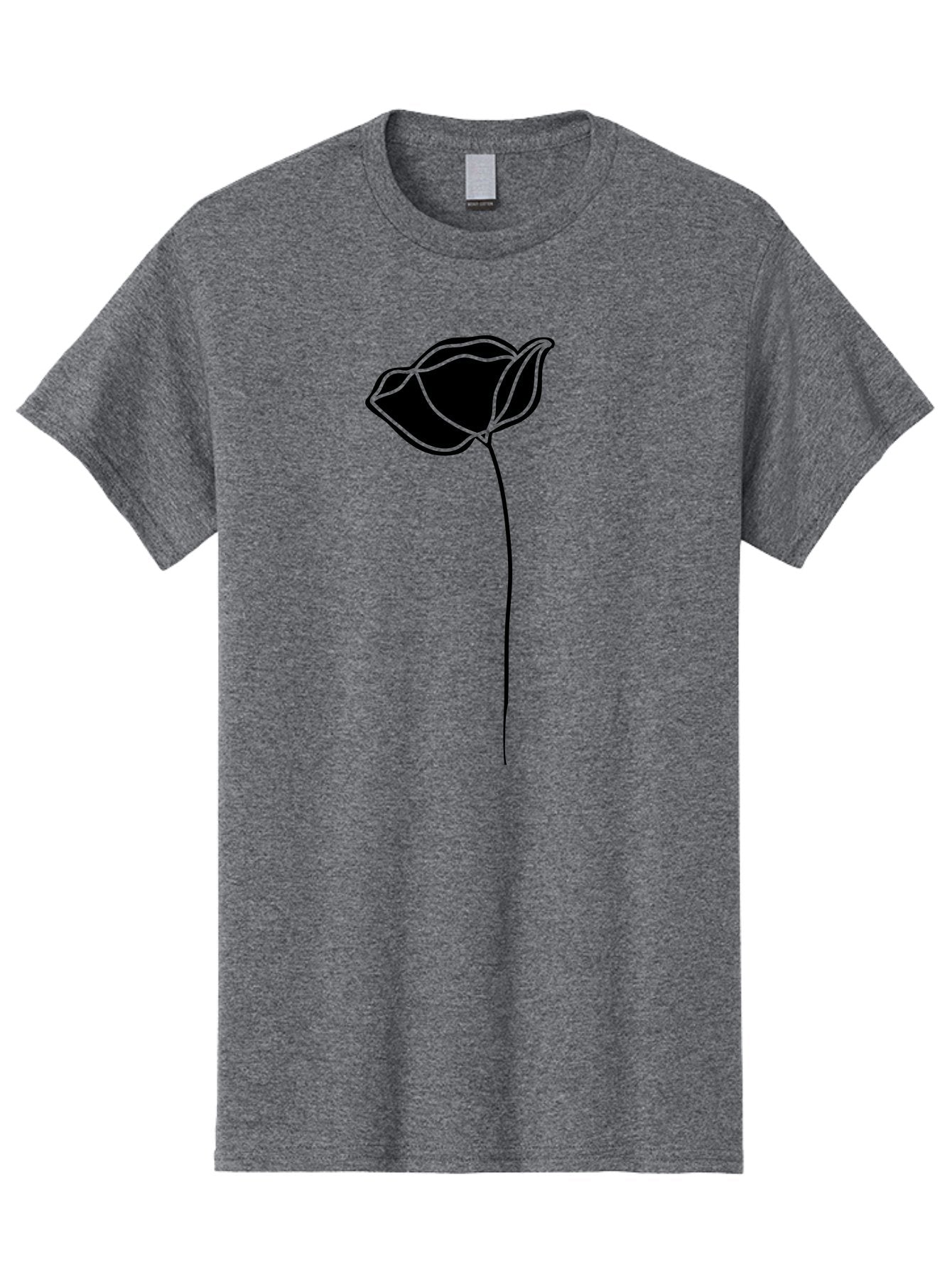 Flower-1 Men'S Graphic Tee, 100% Cotton, Comfortable Casual Summer Wear, Machine Washable, Simple Tulip, Minimalist Design, Line Art, Floral Illustration, Black Outline, Elegant Flower, Stylized Bloom, Modern Art Aac211 3