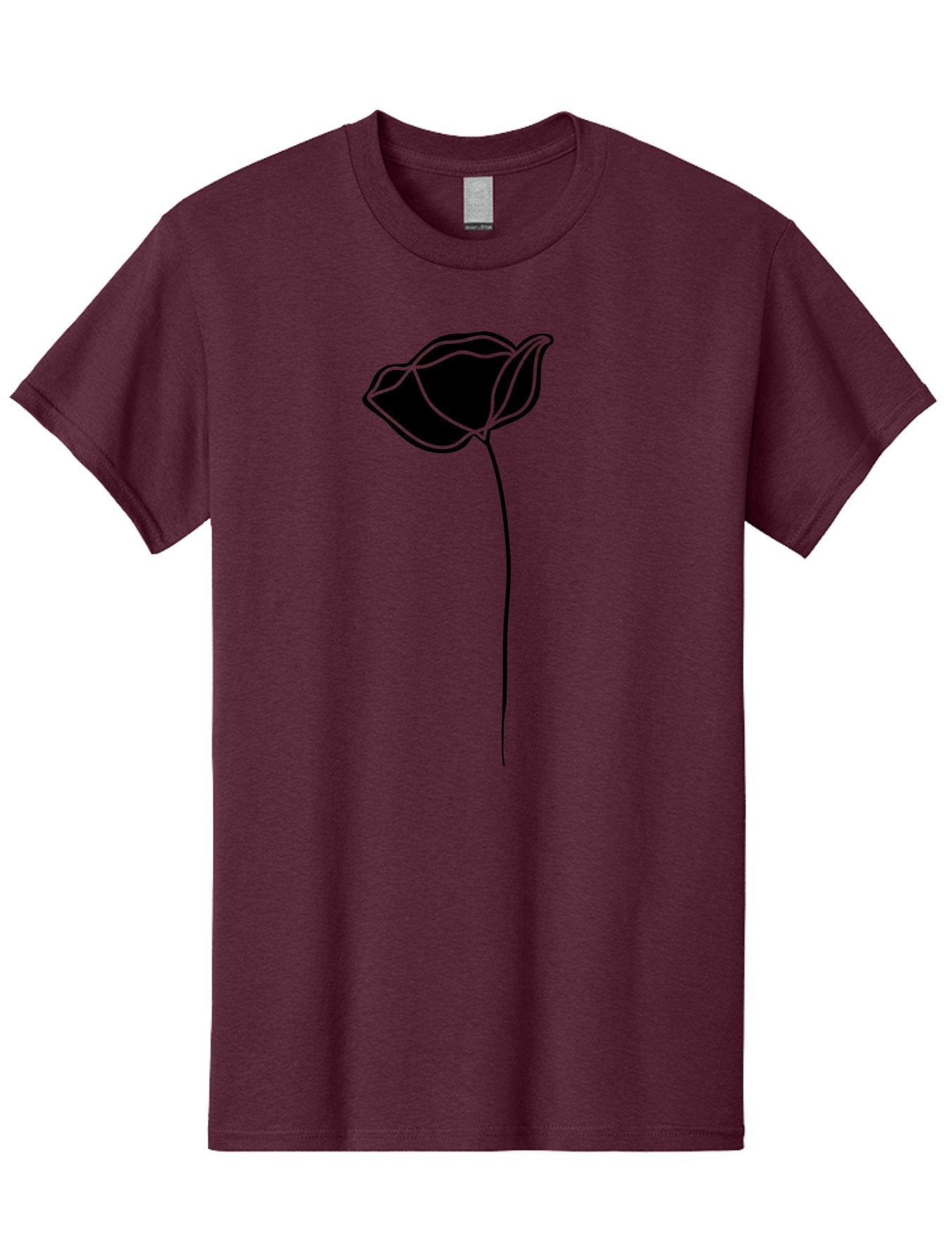 Flower-1 Men'S Graphic Tee, 100% Cotton, Comfortable Casual Summer Wear, Machine Washable, Simple Tulip, Minimalist Design, Line Art, Floral Illustration, Black Outline, Elegant Flower, Stylized Bloom, Modern Art Aac211