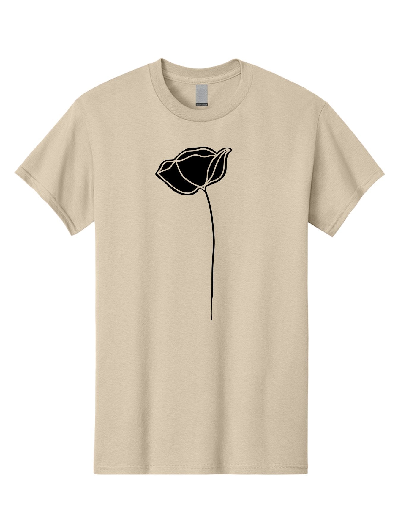 Flower-1 Men'S Graphic Tee, 100% Cotton, Comfortable Casual Summer Wear, Machine Washable, Simple Tulip, Minimalist Design, Line Art, Floral Illustration, Black Outline, Elegant Flower, Stylized Bloom, Modern Art Aac211 4