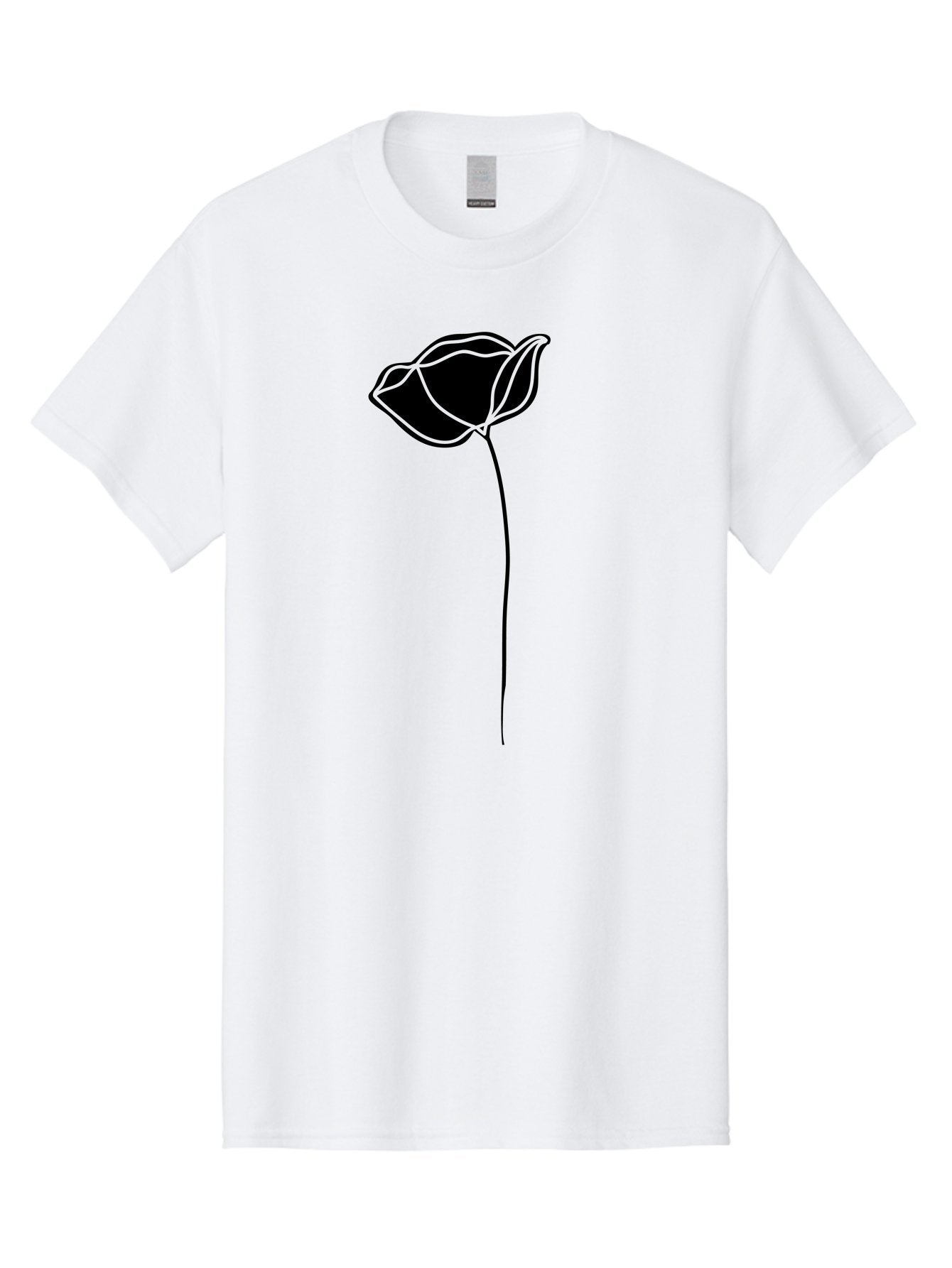 Flower-1 Men'S Graphic Tee, 100% Cotton, Comfortable Casual Summer Wear, Machine Washable, Simple Tulip, Minimalist Design, Line Art, Floral Illustration, Black Outline, Elegant Flower, Stylized Bloom, Modern Art Aac211 6