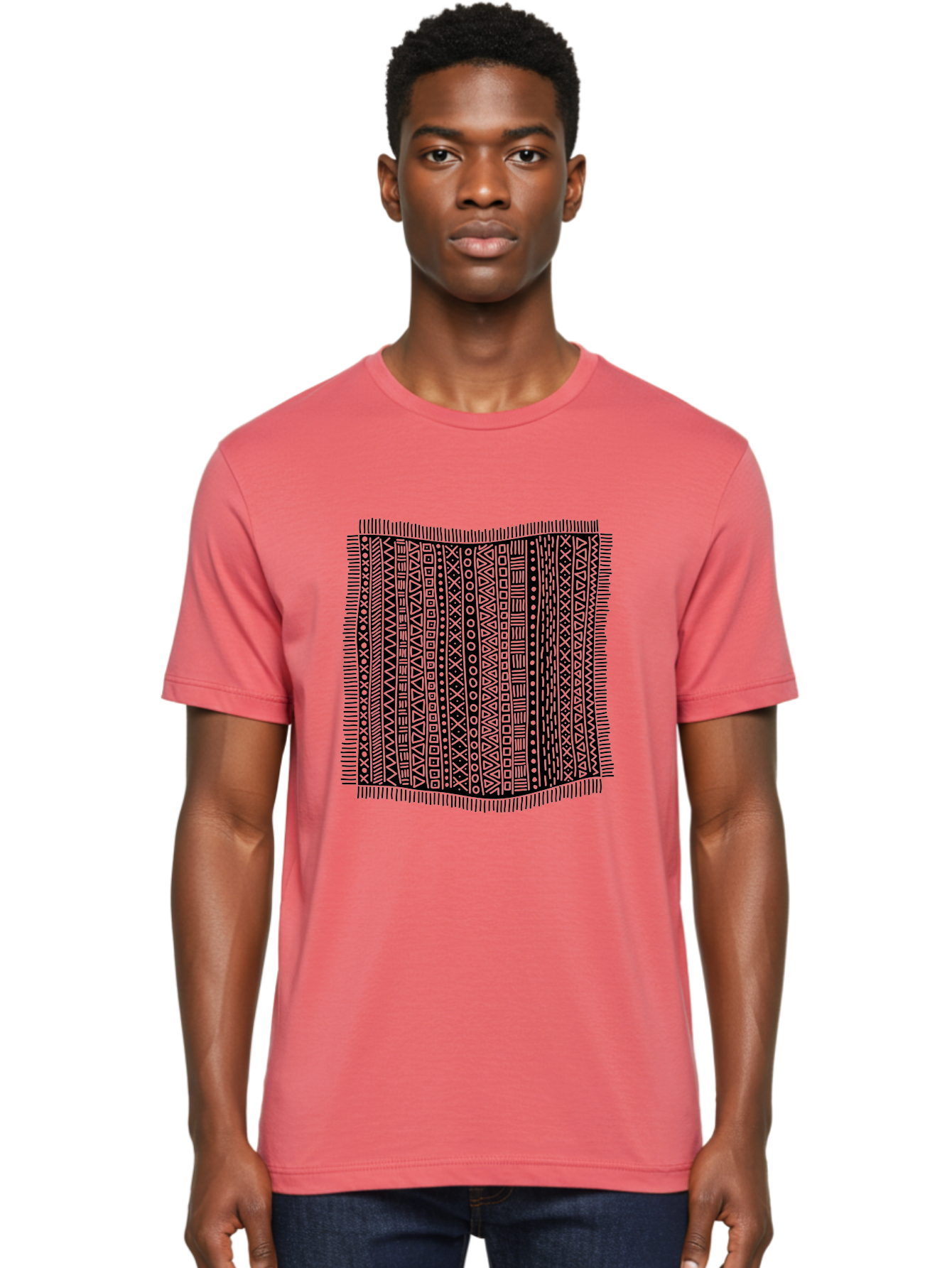 Geometric-Pattern Men'S Graphic Tee, 100% Cotton, Comfortable Casual Summer Wear, Machine Washable, Geometric Shapes, Tribal Patterns, Abstract Design, Ethnic Motifs, Traditional Textiles, Cultural Heritage, Symbolic Elements Aac214 8