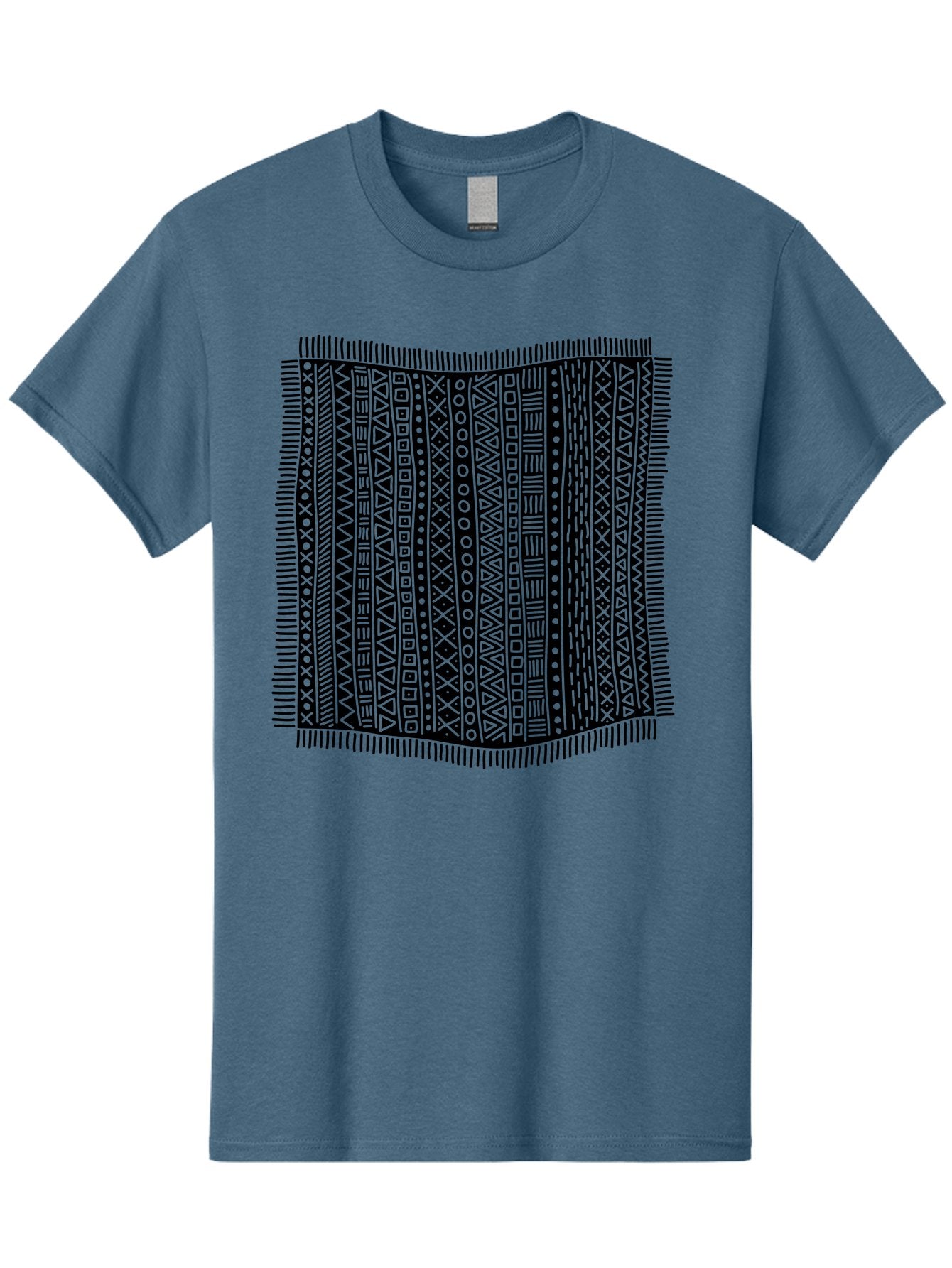 Geometric-Pattern Men'S Graphic Tee, 100% Cotton, Comfortable Casual Summer Wear, Machine Washable, Geometric Shapes, Tribal Patterns, Abstract Design, Ethnic Motifs, Traditional Textiles, Cultural Heritage, Symbolic Elements Aac214 14
