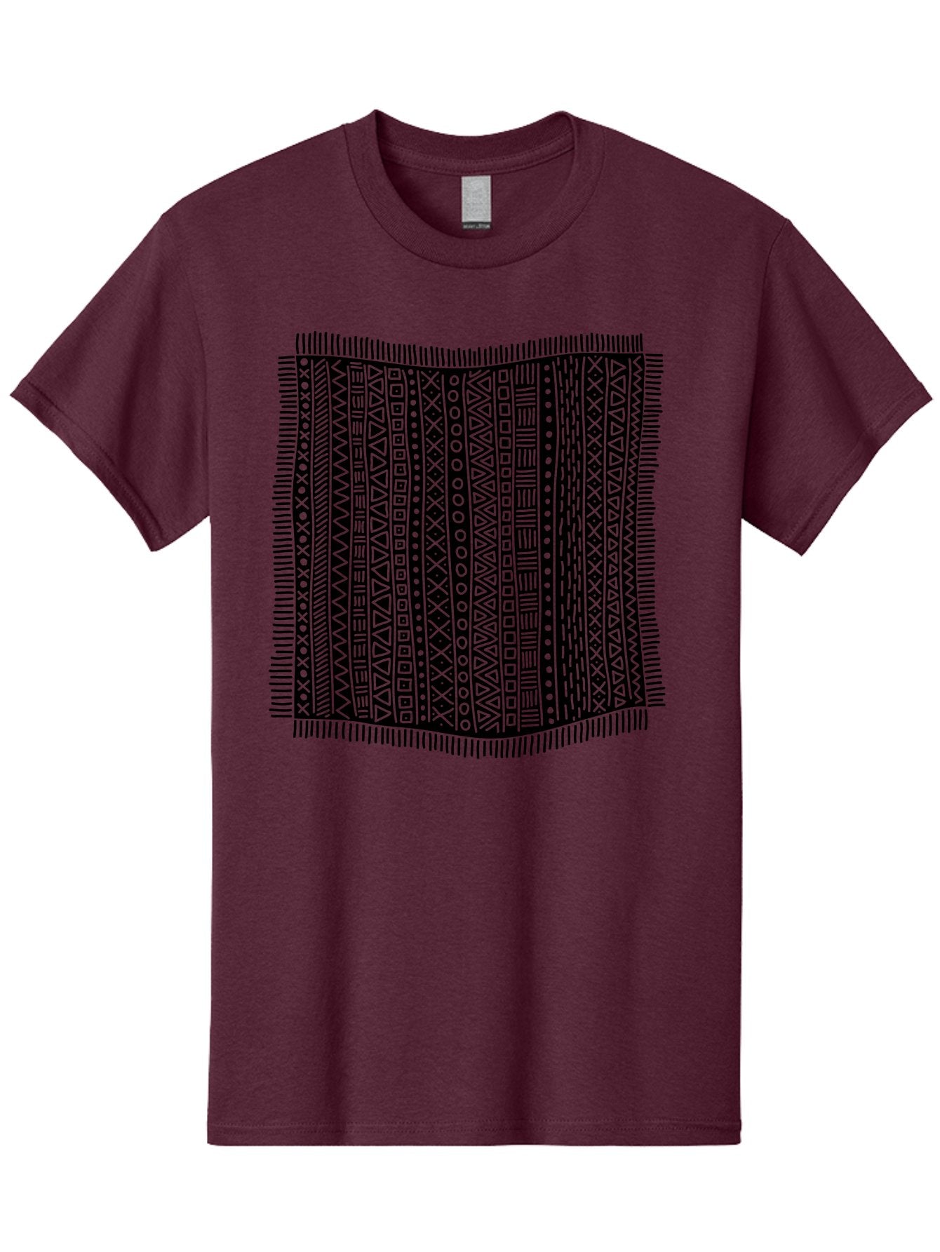 Geometric-Pattern Men'S Graphic Tee, 100% Cotton, Comfortable Casual Summer Wear, Machine Washable, Geometric Shapes, Tribal Patterns, Abstract Design, Ethnic Motifs, Traditional Textiles, Cultural Heritage, Symbolic Elements Aac214