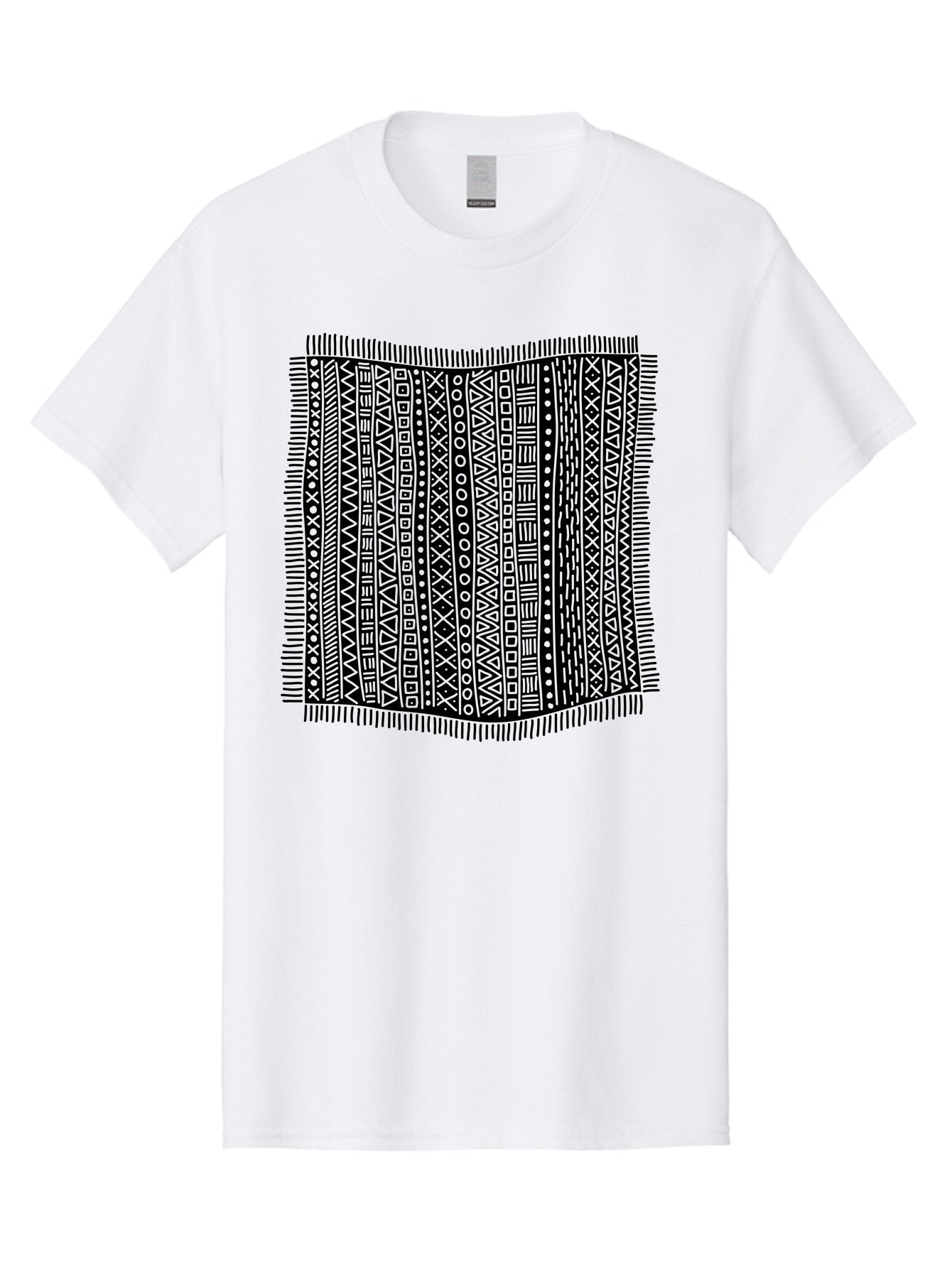 Geometric-Pattern Men'S Graphic Tee, 100% Cotton, Comfortable Casual Summer Wear, Machine Washable, Geometric Shapes, Tribal Patterns, Abstract Design, Ethnic Motifs, Traditional Textiles, Cultural Heritage, Symbolic Elements Aac214 3
