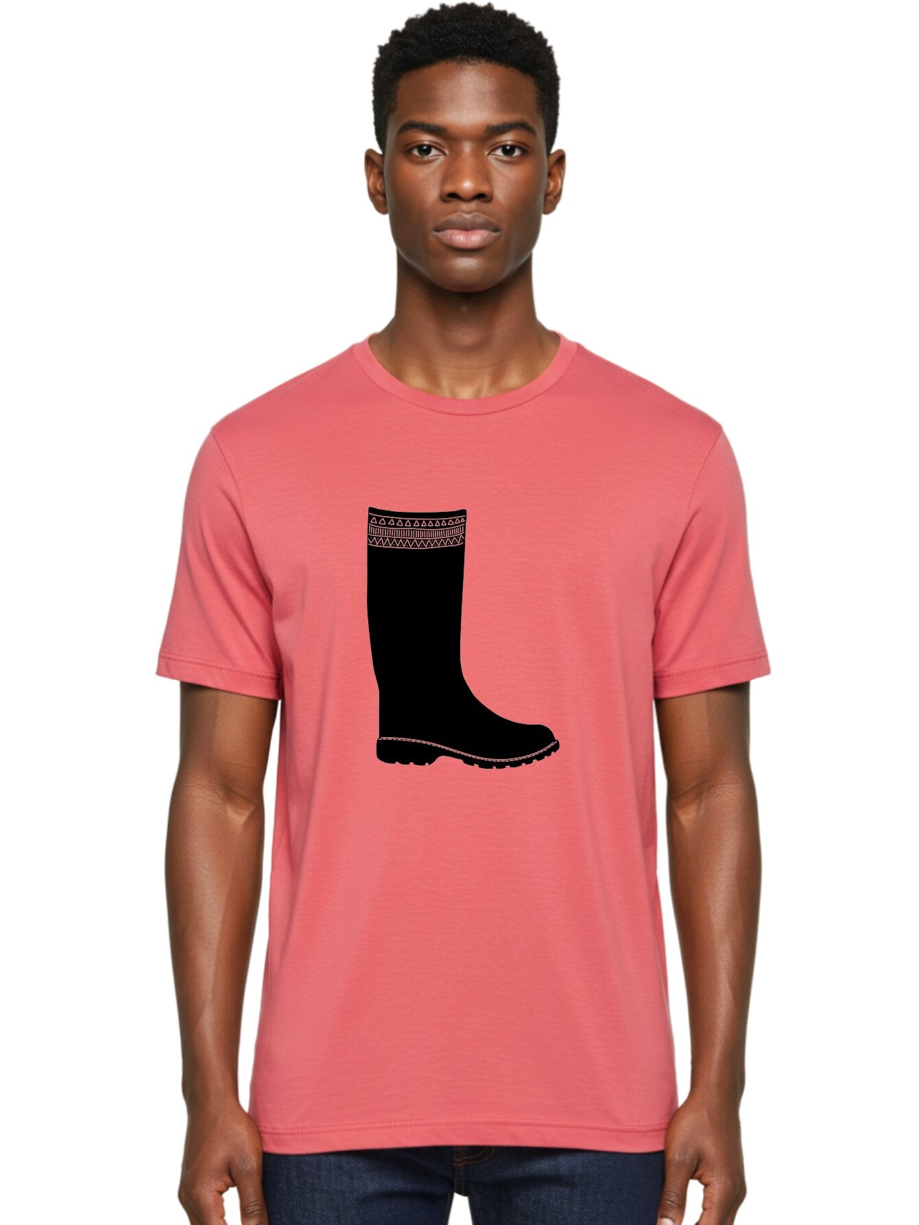 Knee-High-Boot Men'S Graphic Tee, 100% Cotton, Comfortable Casual Summer Wear, Machine Washable, Black Wellies, Knee-High Boots, Outdoor Gear, Gardening Boots, Waterproof Footwear, Rubber Boots, Country Style, Rural Fashion, Folk Design, Aac217 25