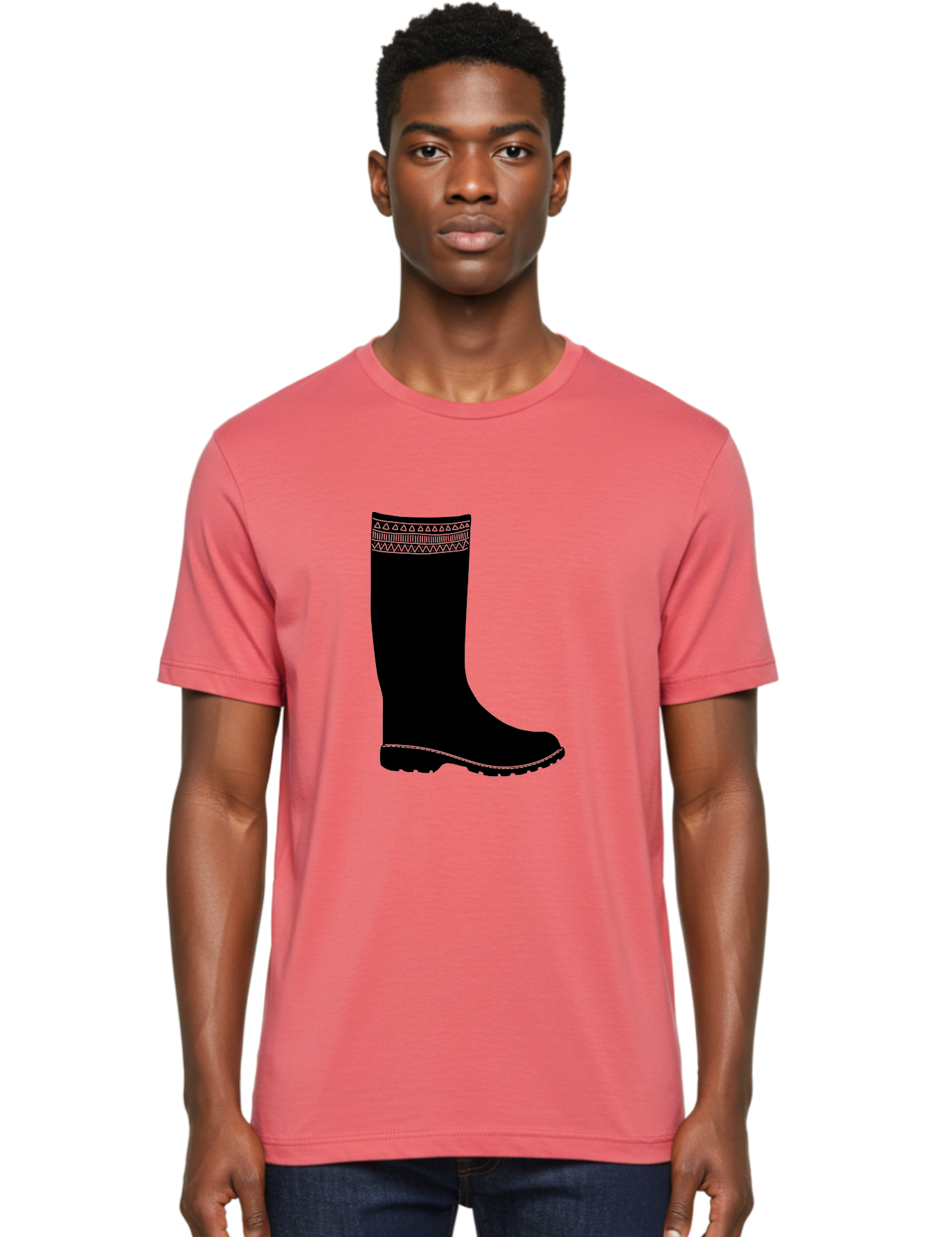 Knee-High-Boot Men'S Graphic Tee, 100% Cotton, Comfortable Casual Summer Wear, Machine Washable, Black Wellies, Knee-High Boots, Outdoor Gear, Gardening Boots, Waterproof Footwear, Rubber Boots, Country Style, Rural Fashion, Folk Design, Aac217 12