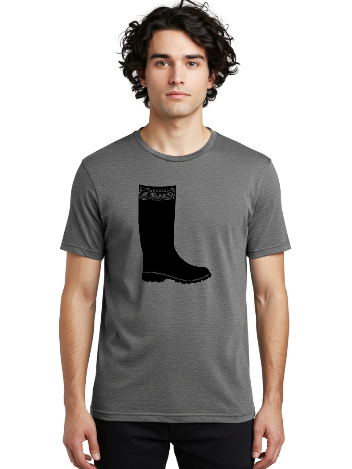 Knee-High-Boot Men'S Graphic Tee, 100% Cotton, Comfortable Casual Summer Wear, Machine Washable, Black Wellies, Knee-High Boots, Outdoor Gear, Gardening Boots, Waterproof Footwear, Rubber Boots, Country Style, Rural Fashion, Folk Design, Aac217 18
