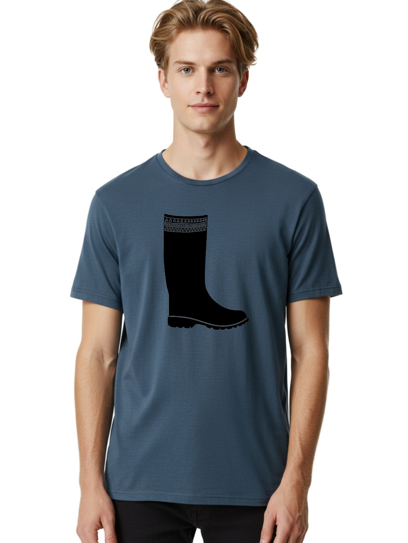 Knee-High-Boot Men'S Graphic Tee, 100% Cotton, Comfortable Casual Summer Wear, Machine Washable, Black Wellies, Knee-High Boots, Outdoor Gear, Gardening Boots, Waterproof Footwear, Rubber Boots, Country Style, Rural Fashion, Folk Design, Aac217 10