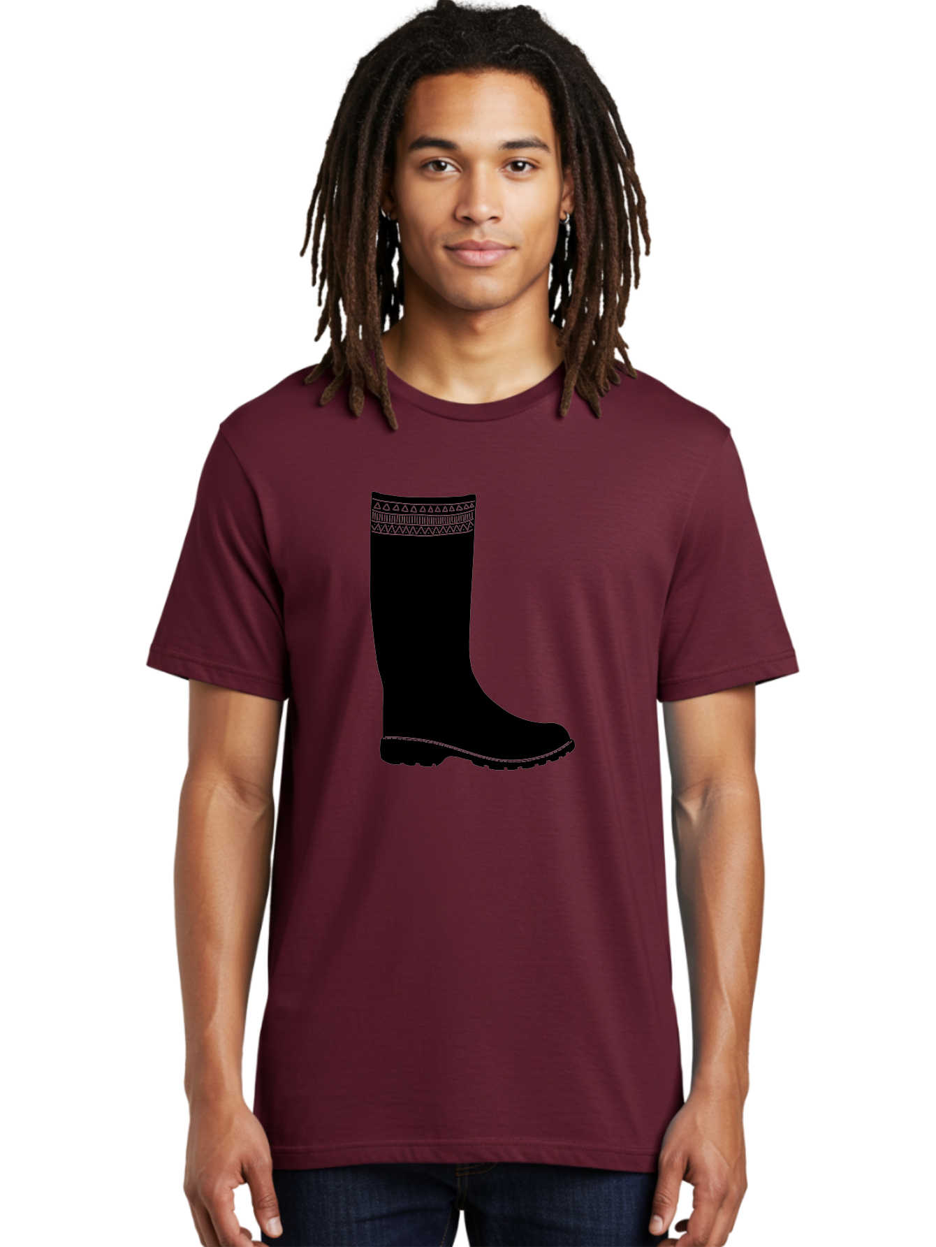Knee-High-Boot Men'S Graphic Tee, 100% Cotton, Comfortable Casual Summer Wear, Machine Washable, Black Wellies, Knee-High Boots, Outdoor Gear, Gardening Boots, Waterproof Footwear, Rubber Boots, Country Style, Rural Fashion, Folk Design, Aac217 22