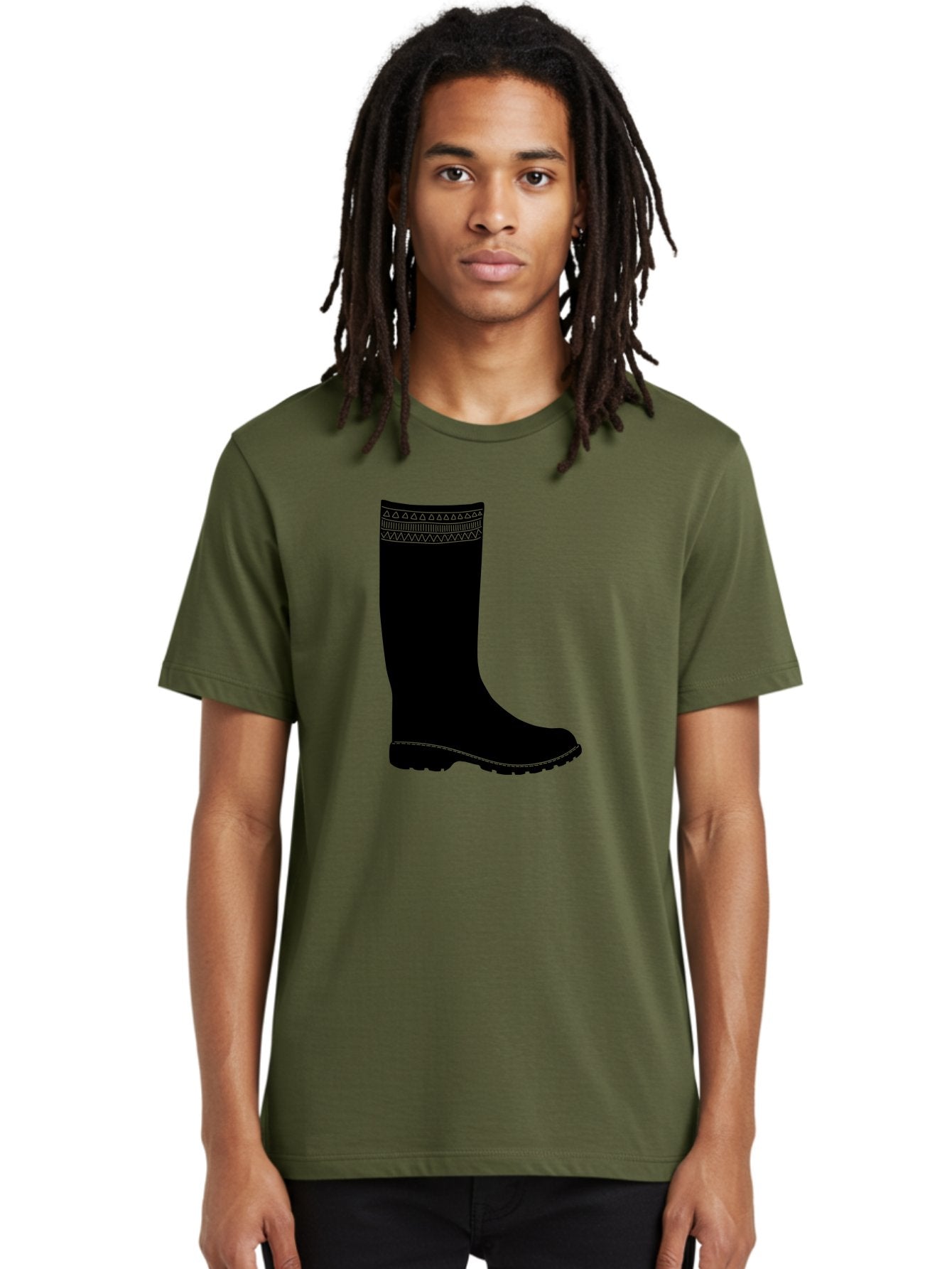 Knee-High-Boot Men'S Graphic Tee, 100% Cotton, Comfortable Casual Summer Wear, Machine Washable, Black Wellies, Knee-High Boots, Outdoor Gear, Gardening Boots, Waterproof Footwear, Rubber Boots, Country Style, Rural Fashion, Folk Design, Aac217 24