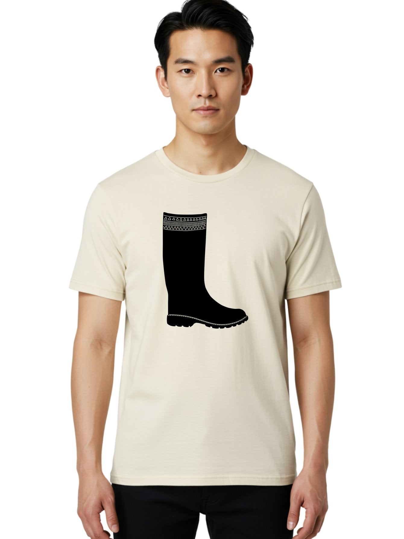 Knee-High-Boot Men'S Graphic Tee, 100% Cotton, Comfortable Casual Summer Wear, Machine Washable, Black Wellies, Knee-High Boots, Outdoor Gear, Gardening Boots, Waterproof Footwear, Rubber Boots, Country Style, Rural Fashion, Folk Design, Aac217 28