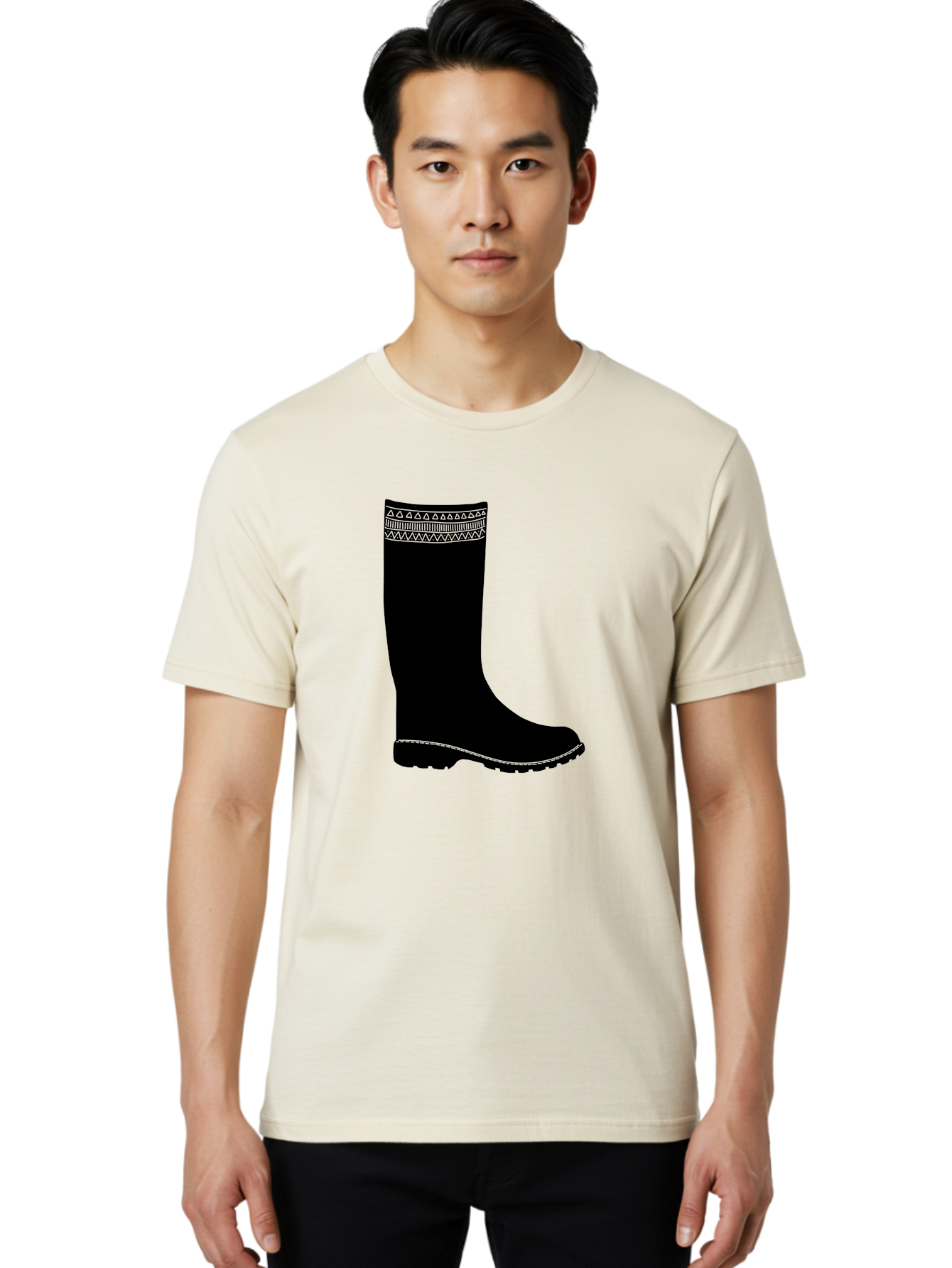 Knee-High-Boot Men'S Graphic Tee, 100% Cotton, Comfortable Casual Summer Wear, Machine Washable, Black Wellies, Knee-High Boots, Outdoor Gear, Gardening Boots, Waterproof Footwear, Rubber Boots, Country Style, Rural Fashion, Folk Design, Aac217 6