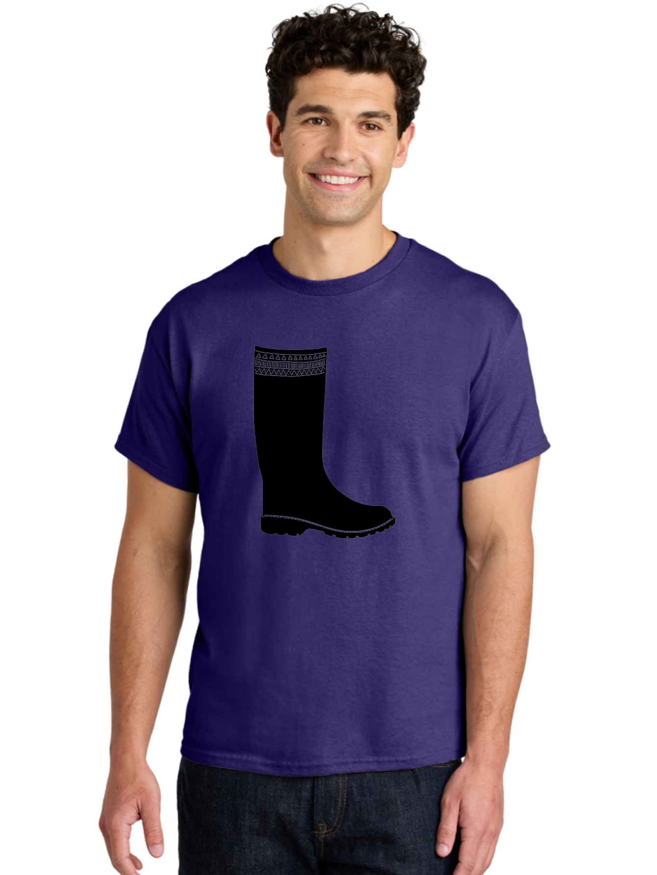 Knee-High-Boot Men'S Graphic Tee, 100% Cotton, Comfortable Casual Summer Wear, Machine Washable, Black Wellies, Knee-High Boots, Outdoor Gear, Gardening Boots, Waterproof Footwear, Rubber Boots, Country Style, Rural Fashion, Folk Design, Aac217 20