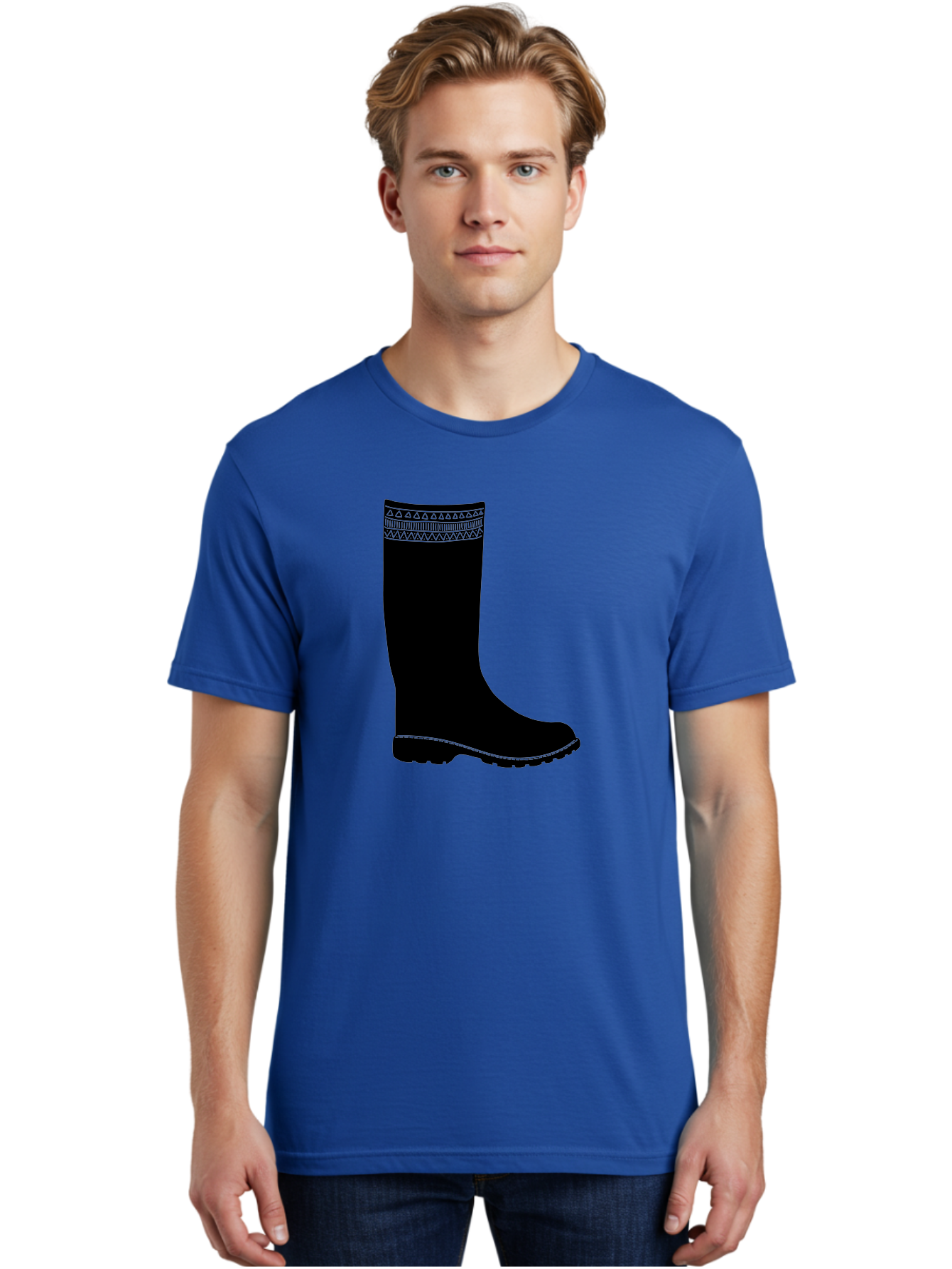 Knee-High-Boot Men'S Graphic Tee, 100% Cotton, Comfortable Casual Summer Wear, Machine Washable, Black Wellies, Knee-High Boots, Outdoor Gear, Gardening Boots, Waterproof Footwear, Rubber Boots, Country Style, Rural Fashion, Folk Design, Aac217 16