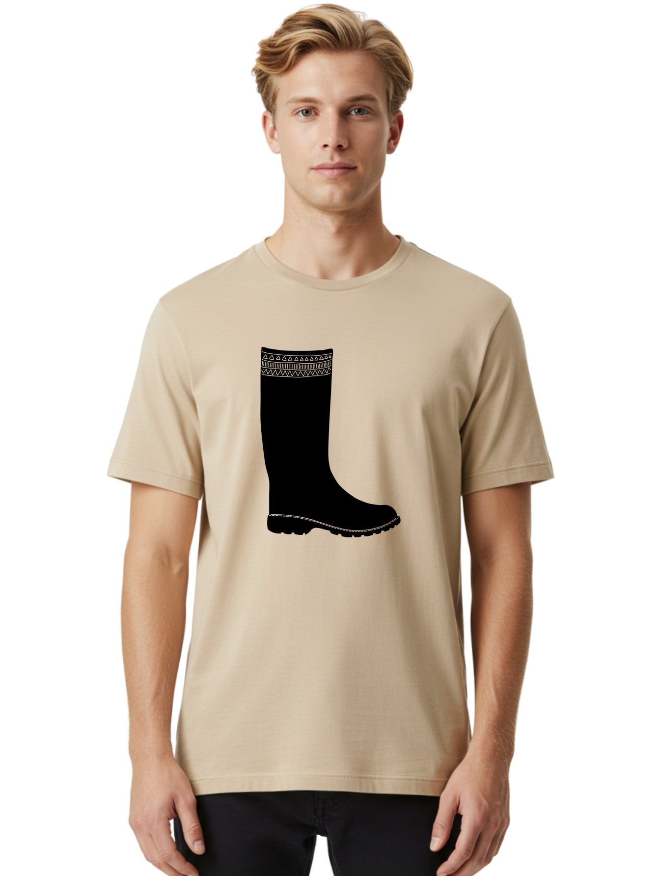 Knee-High-Boot Men'S Graphic Tee, 100% Cotton, Comfortable Casual Summer Wear, Machine Washable, Black Wellies, Knee-High Boots, Outdoor Gear, Gardening Boots, Waterproof Footwear, Rubber Boots, Country Style, Rural Fashion, Folk Design, Aac217 30