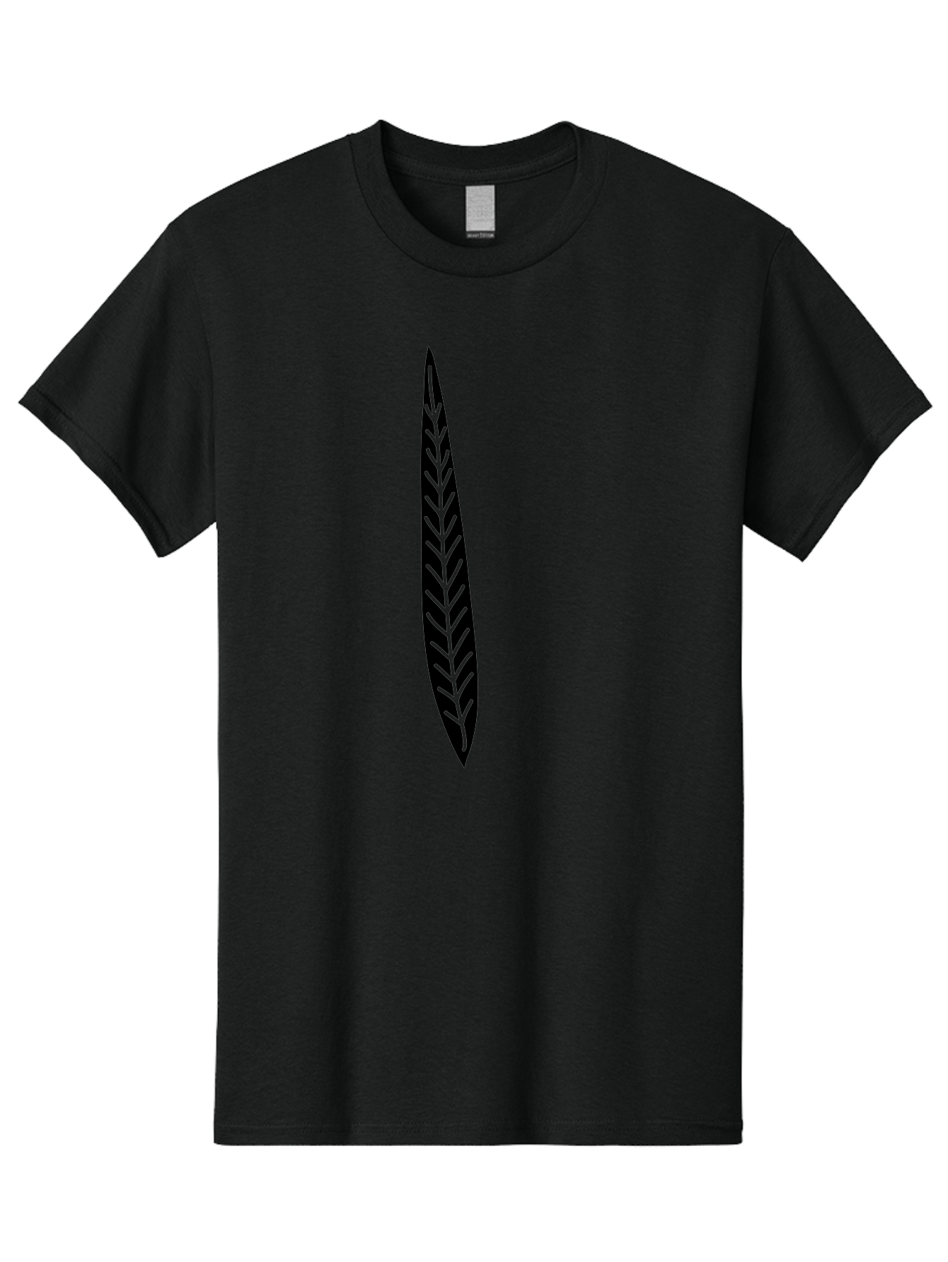 Leaf-Design Men'S Graphic Tee, 100% Cotton, Comfortable Casual Summer Wear, Machine Washable, Black Feather Silhouette, Symmetrical Design, Minimalist Art, Simple Shapes, Graphic Design Element, Vector Icon, Sharp Pointed Ends Aac218 19