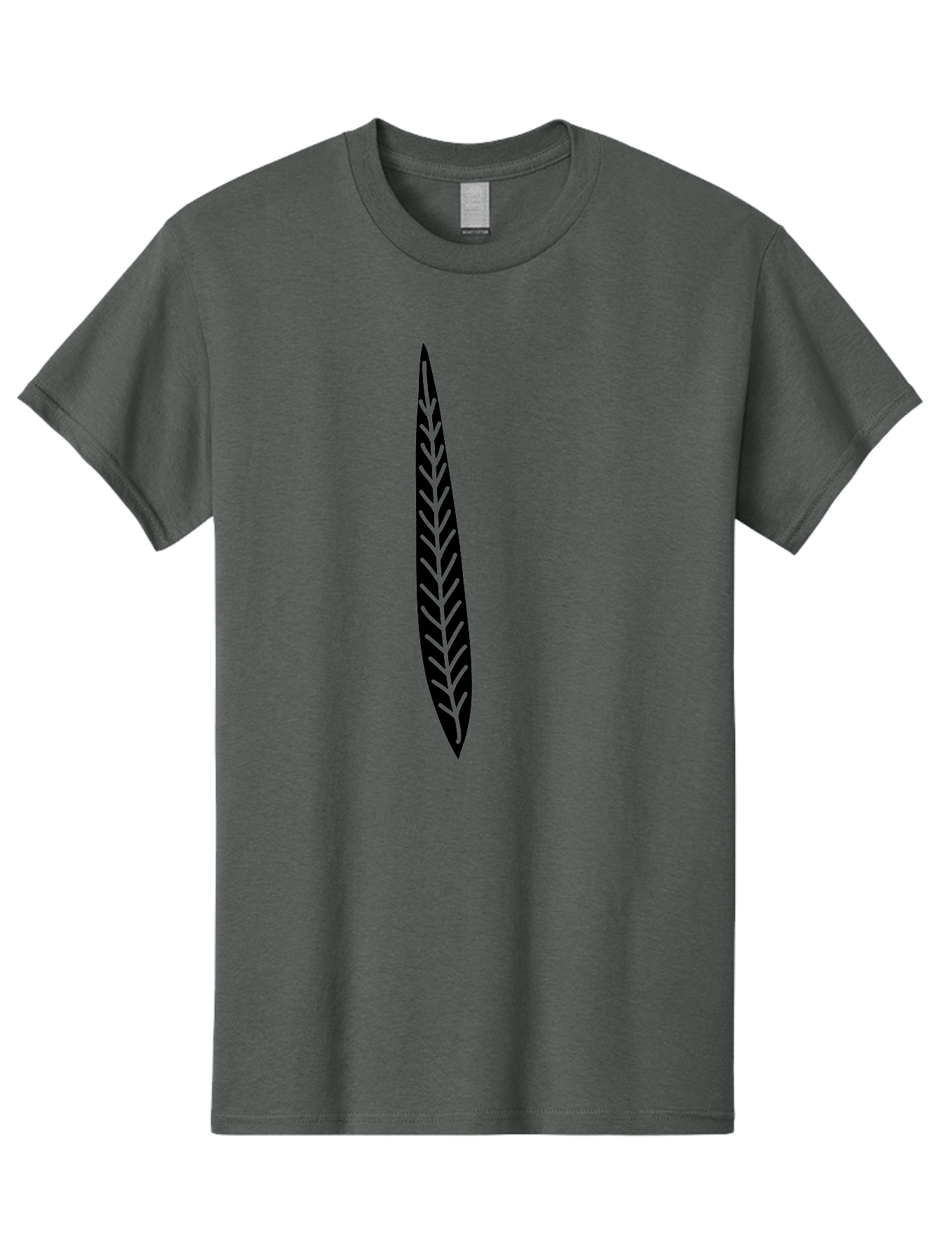 Leaf-Design Men'S Graphic Tee, 100% Cotton, Comfortable Casual Summer Wear, Machine Washable, Black Feather Silhouette, Symmetrical Design, Minimalist Art, Simple Shapes, Graphic Design Element, Vector Icon, Sharp Pointed Ends Aac218 3