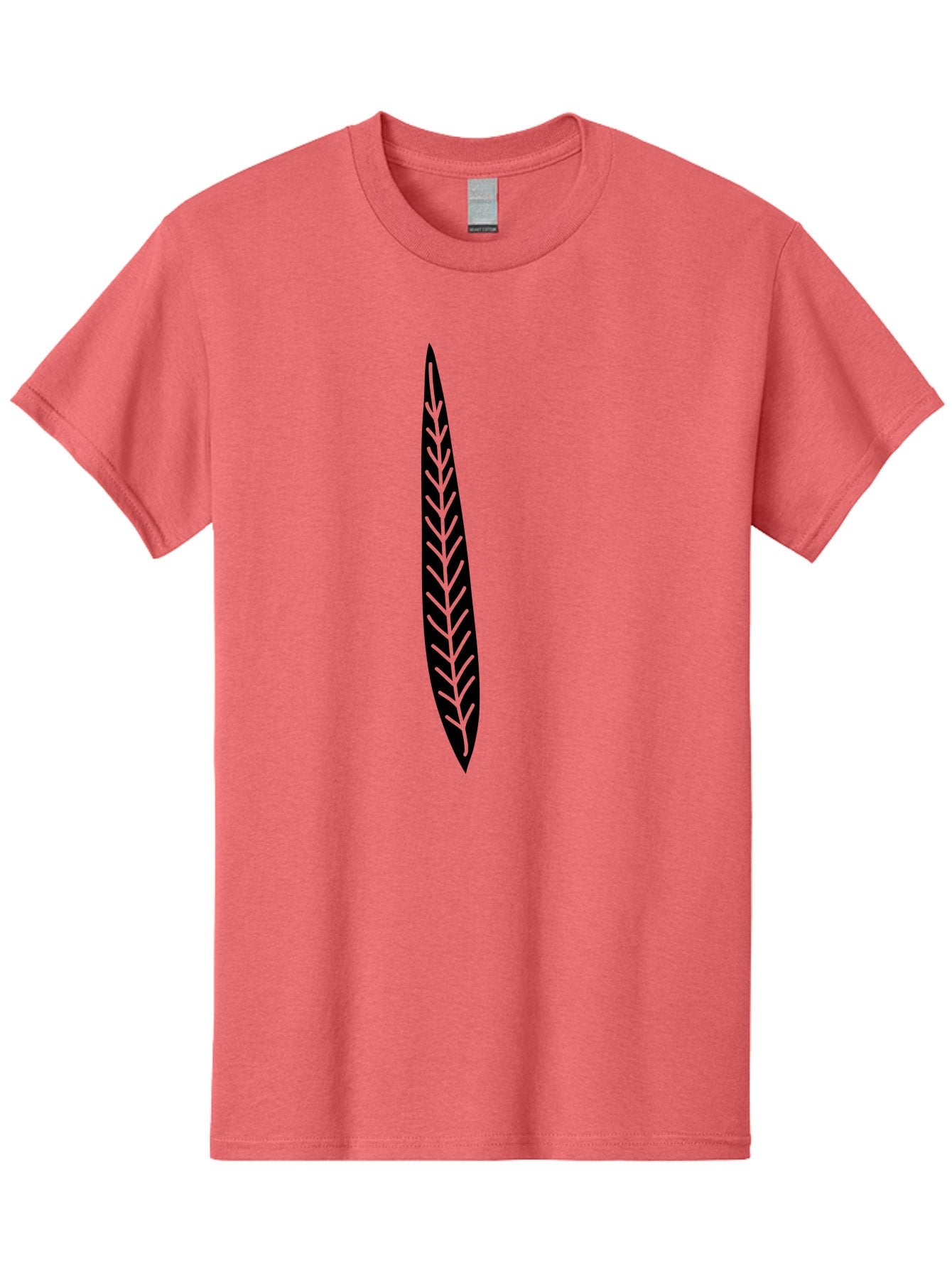 Leaf-Design Men'S Graphic Tee, 100% Cotton, Comfortable Casual Summer Wear, Machine Washable, Black Feather Silhouette, Symmetrical Design, Minimalist Art, Simple Shapes, Graphic Design Element, Vector Icon, Sharp Pointed Ends Aac218 3